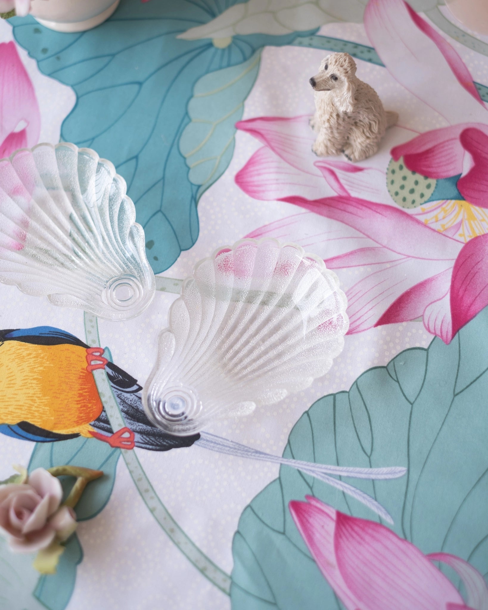 2 coupes coquillage vintage en verre givré - Silly & Billy