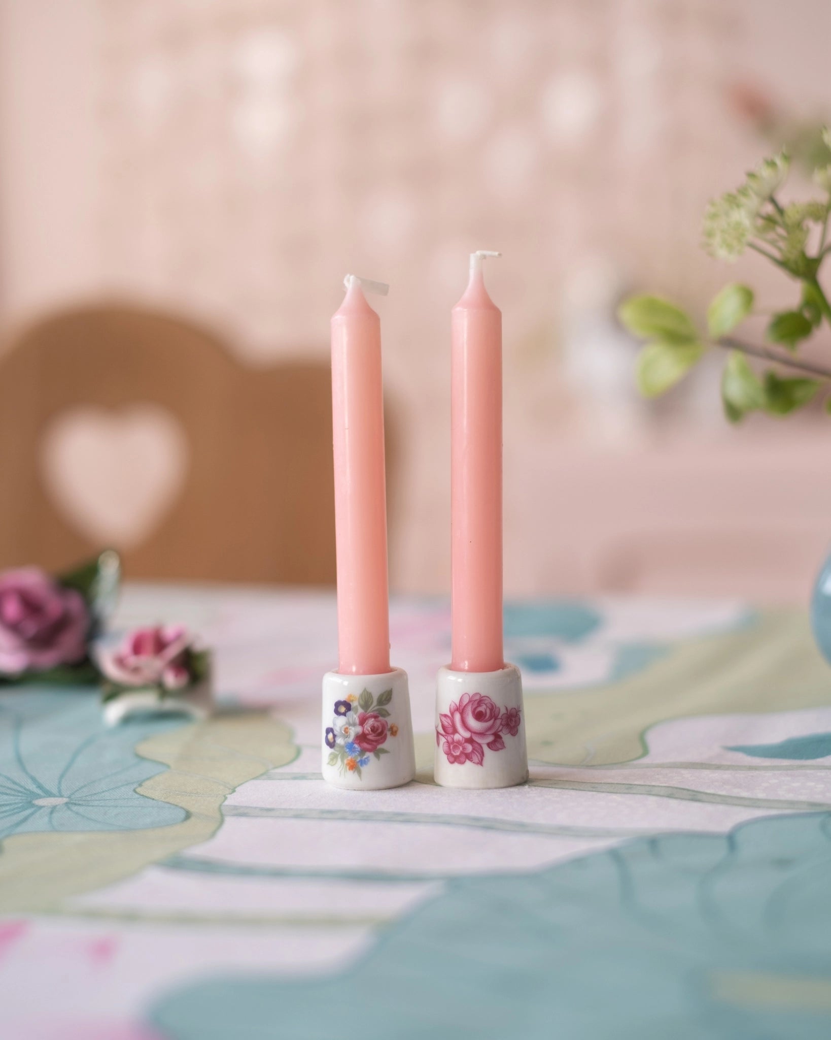 2 mini bougeoirs en porcelaine allemande et leur bougie - Silly & Billy