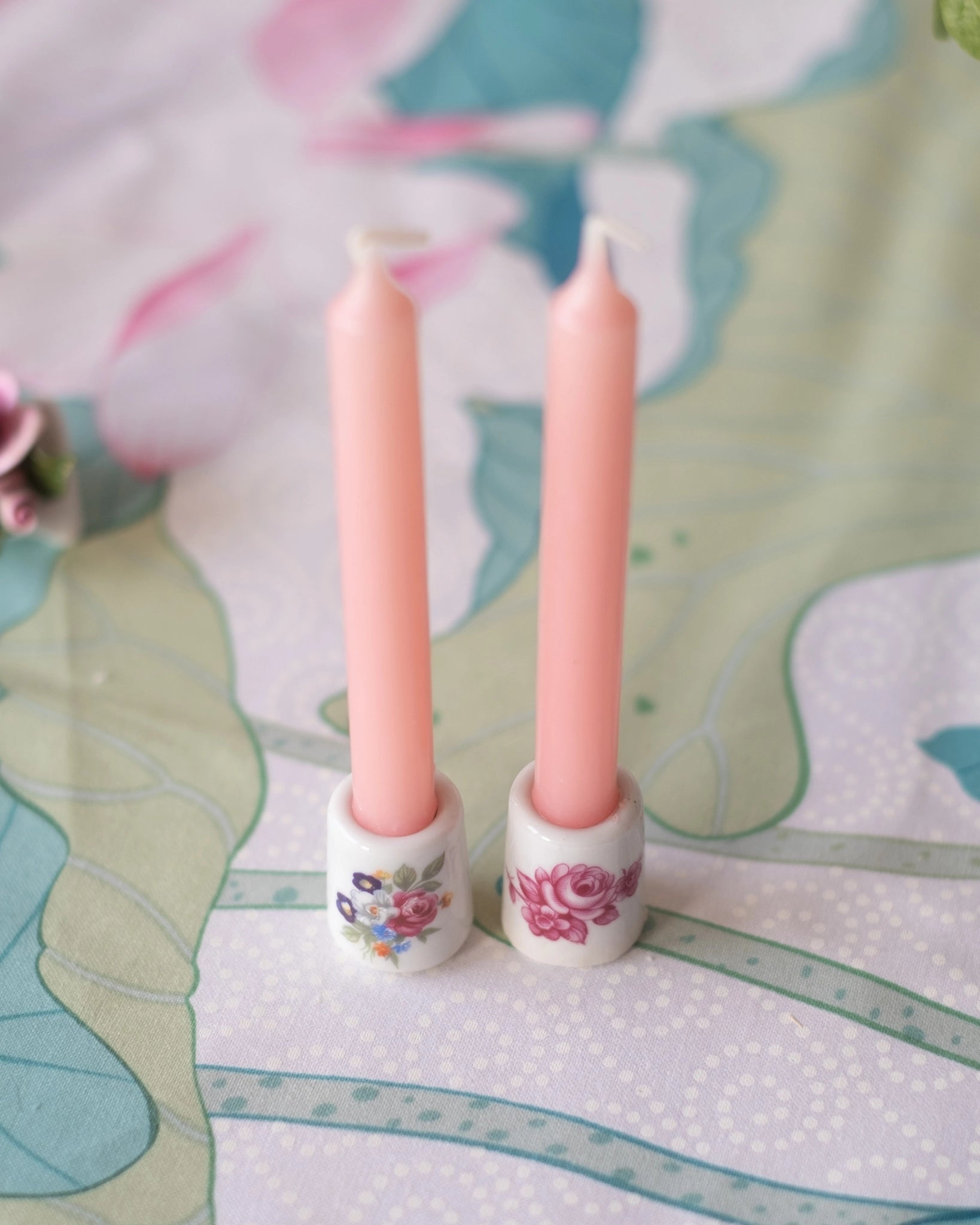 2 mini bougeoirs en porcelaine allemande et leur bougie - Silly & Billy