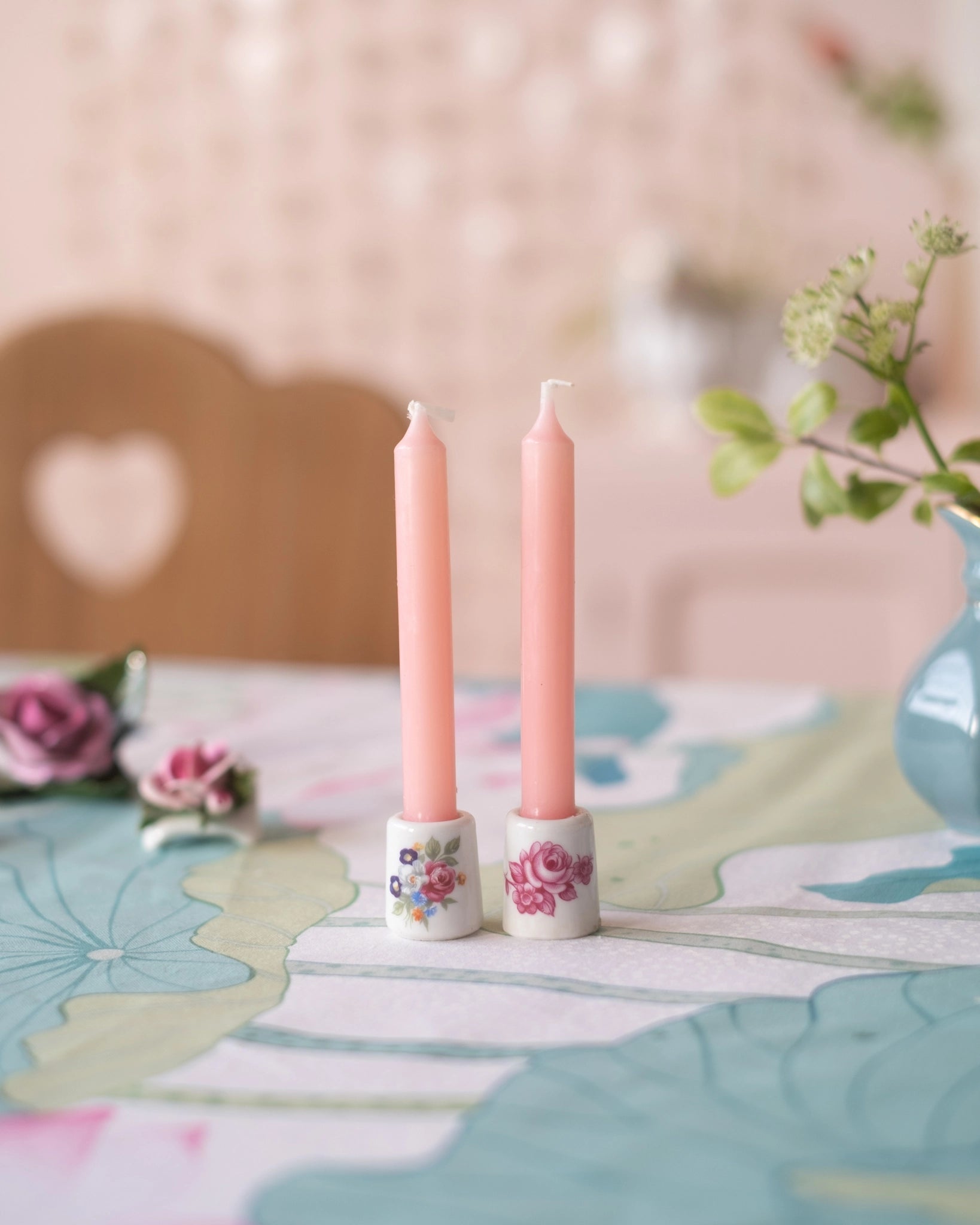 2 mini bougeoirs en porcelaine allemande et leur bougie - Silly & Billy