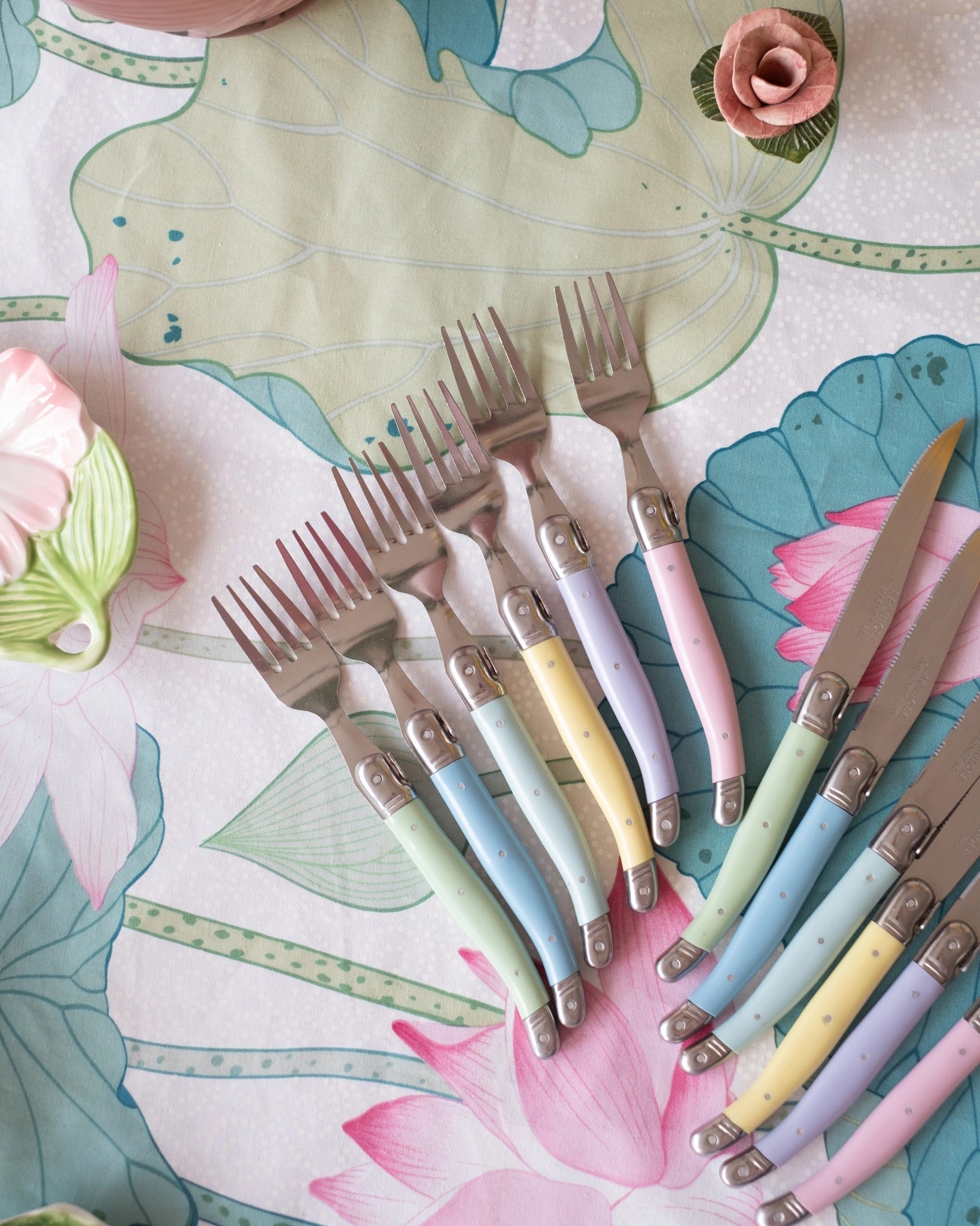 6 fourchettes Laguiole Jean Dubost coloris pastel - Silly & Billy