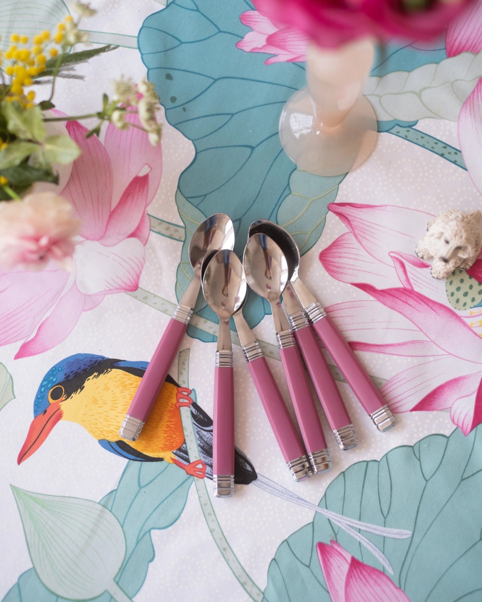 6 petites cuillères vintage roses - Silly & Billy