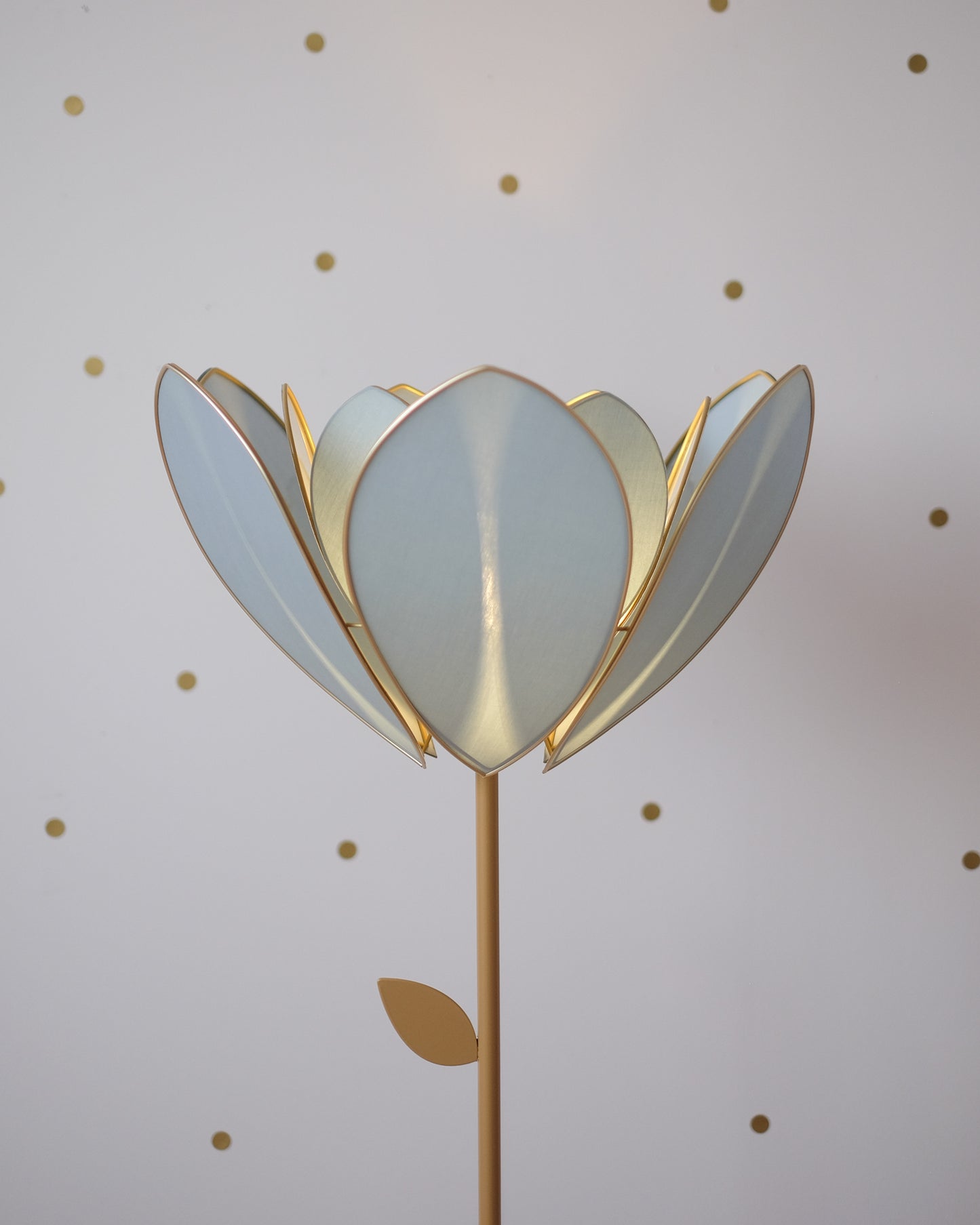 Pied de lampadaire et abat-jour fleur double