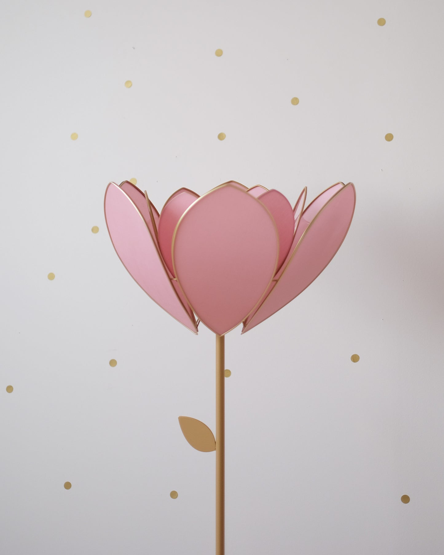 Pied de lampadaire et abat-jour fleur double