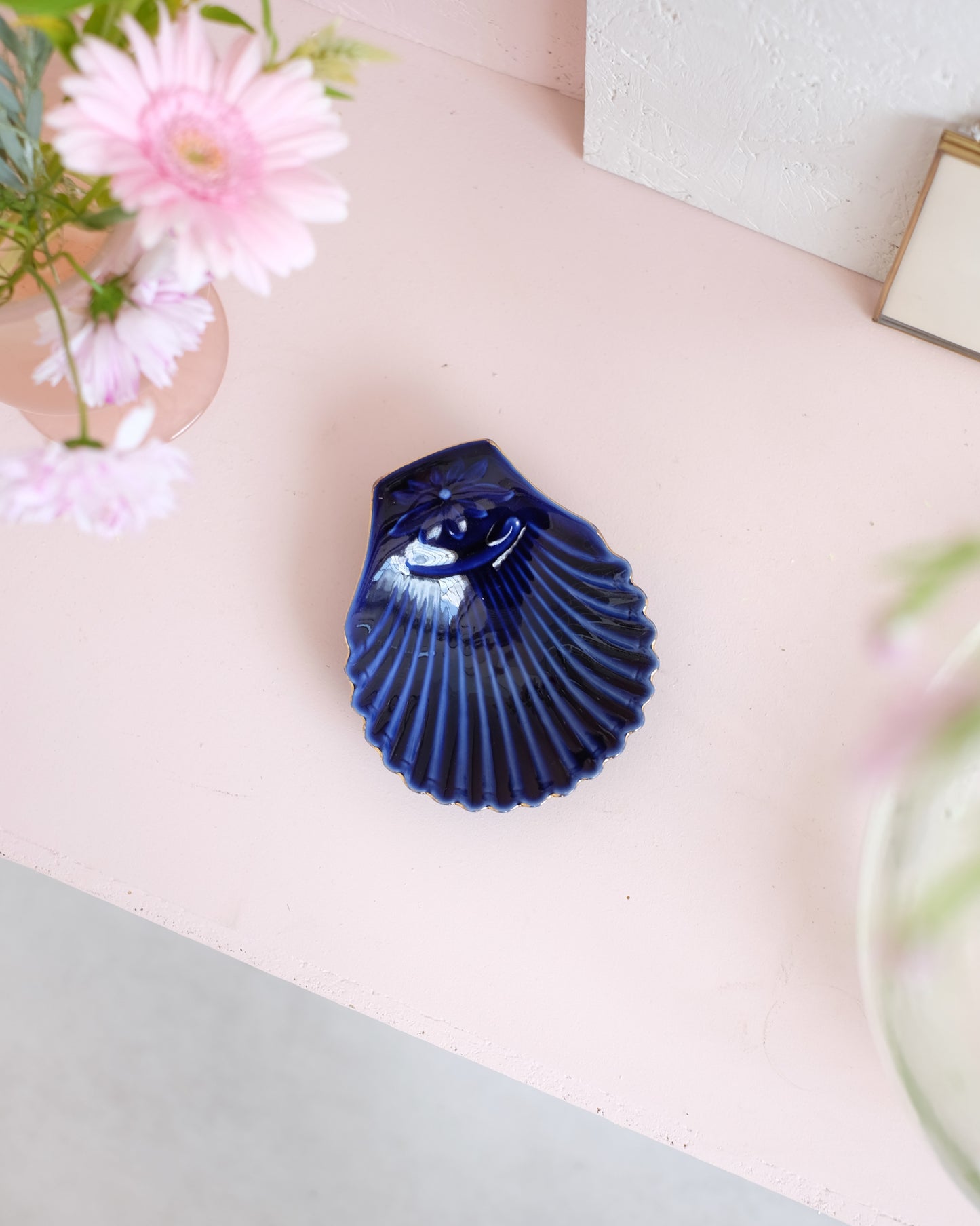 Coupelle coquillage en porcelaine bleue