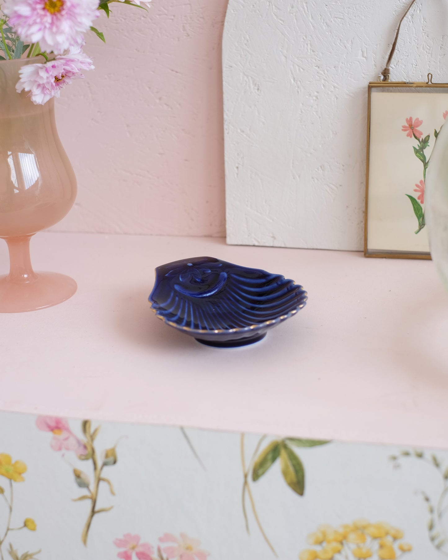 Coupelle coquillage en porcelaine bleue