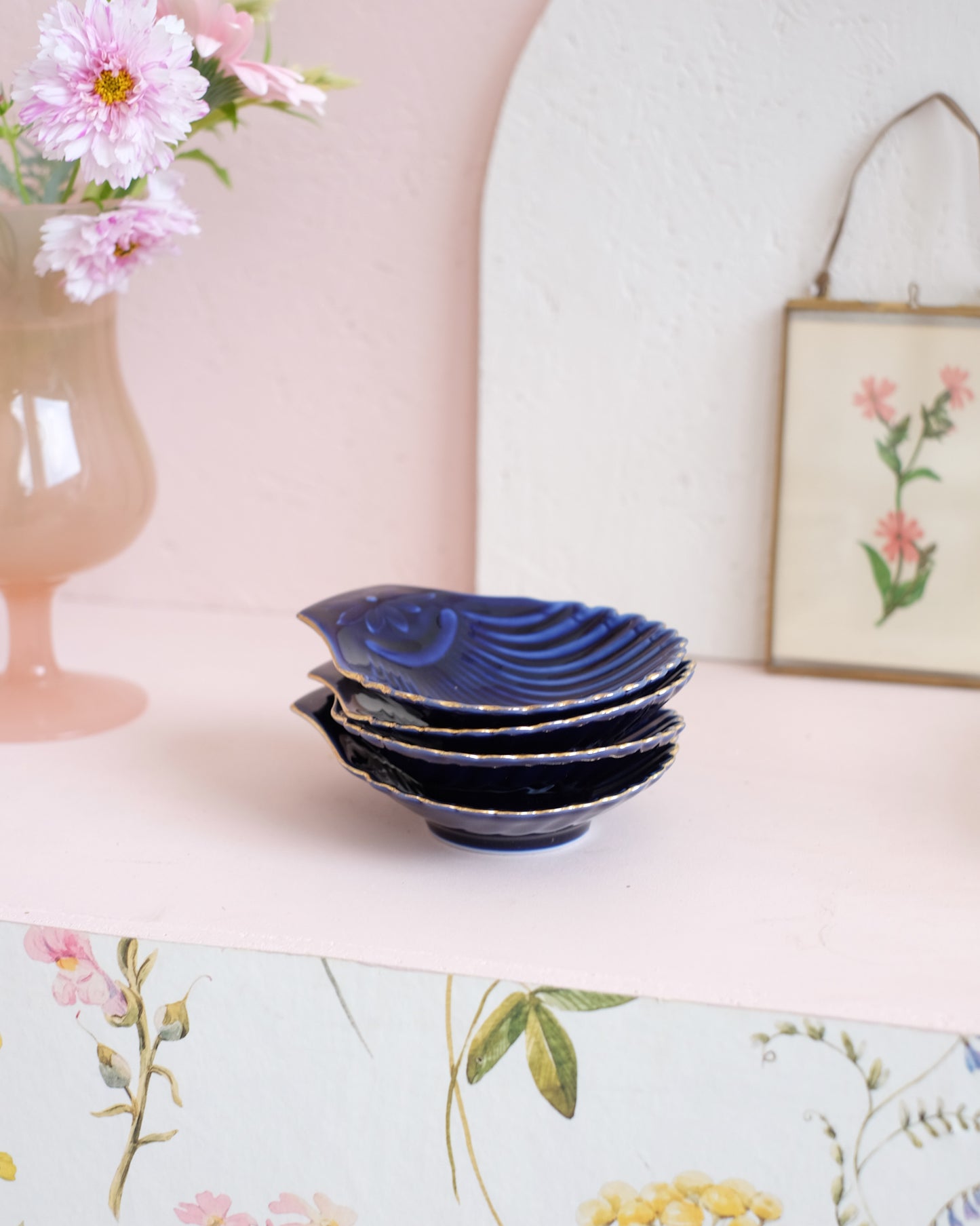 Coupelle coquillage en porcelaine bleue
