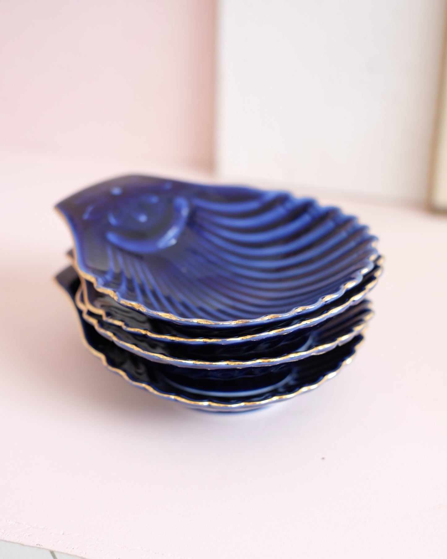 Coupelle coquillage en porcelaine bleue