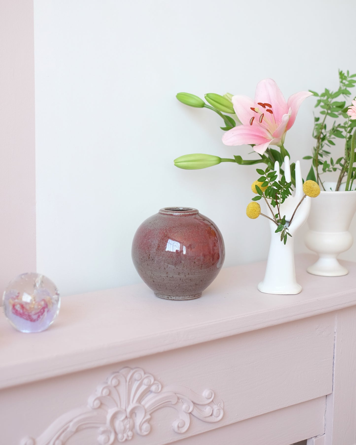 Vase boule en grès vernissé