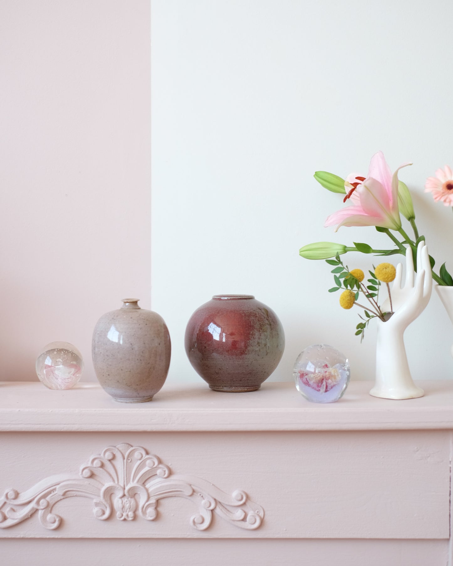 Vase boule en grès vernissé