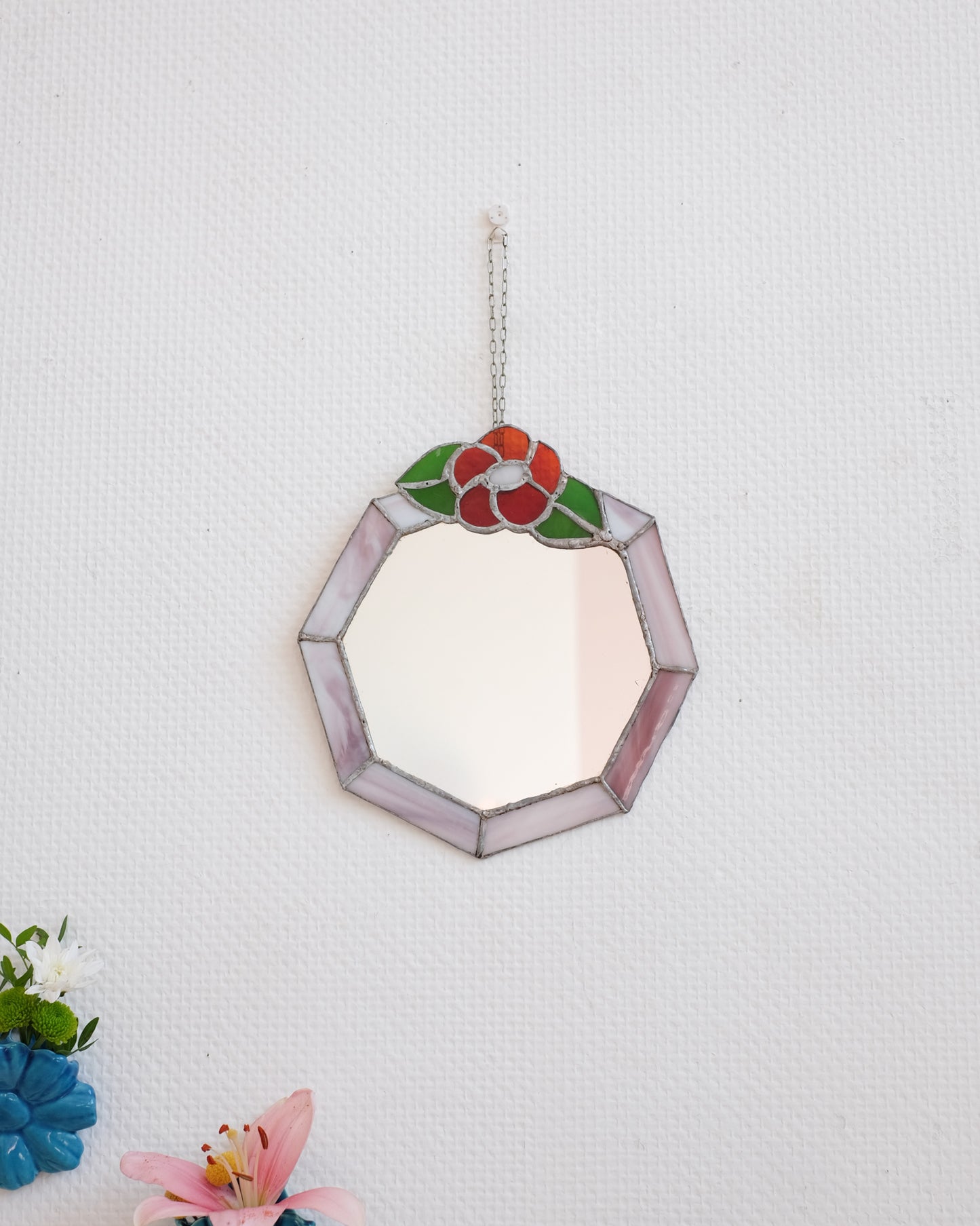 Ancien miroir en vitrail