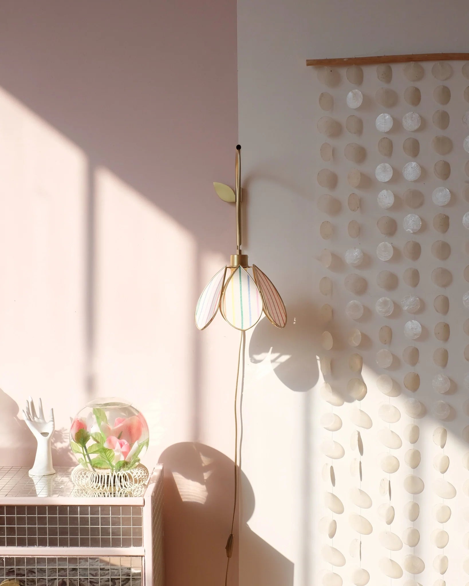 Support mural et baladeuse Fleur - Rayures multicolores