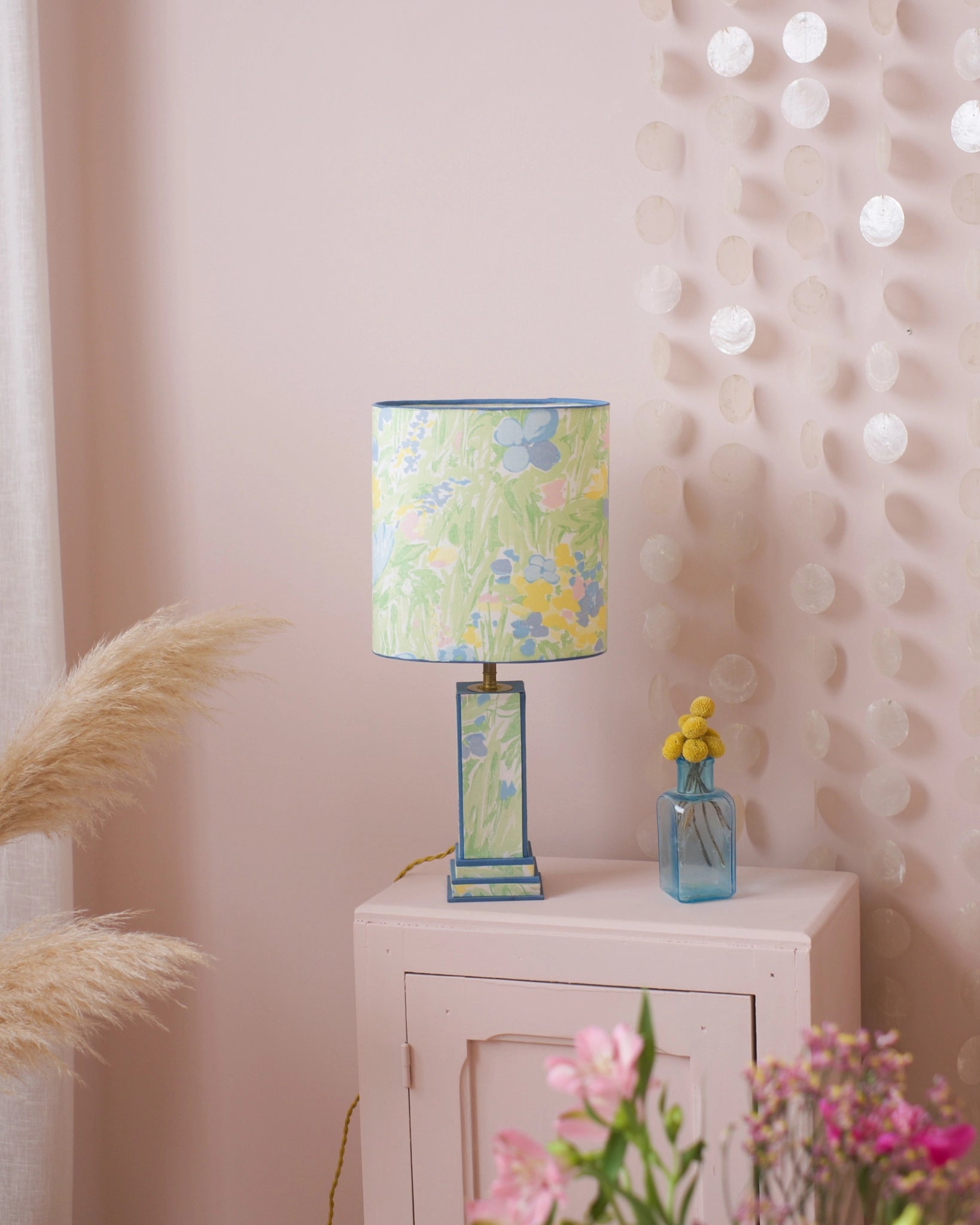 Grande lampe de table en tissu Années 80