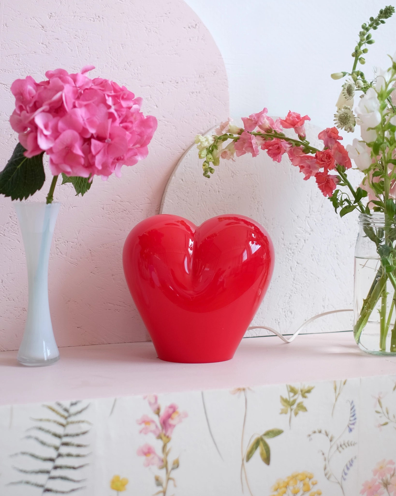Lampe coeur vintage en verre