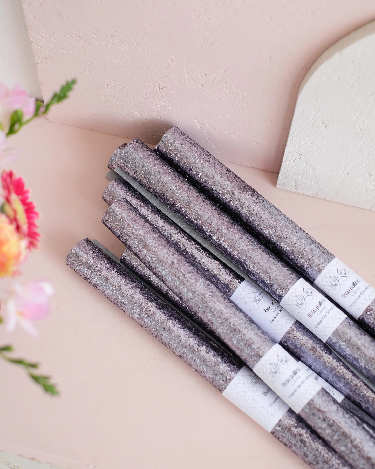 Coupons de tissu pailleté