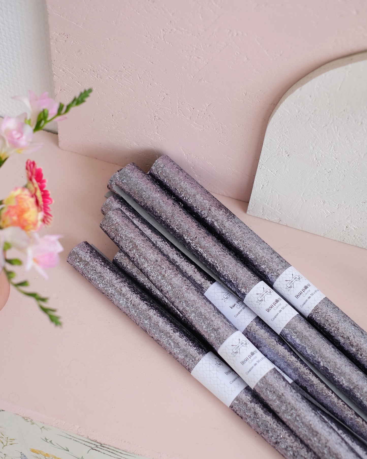 Coupons de tissu pailleté