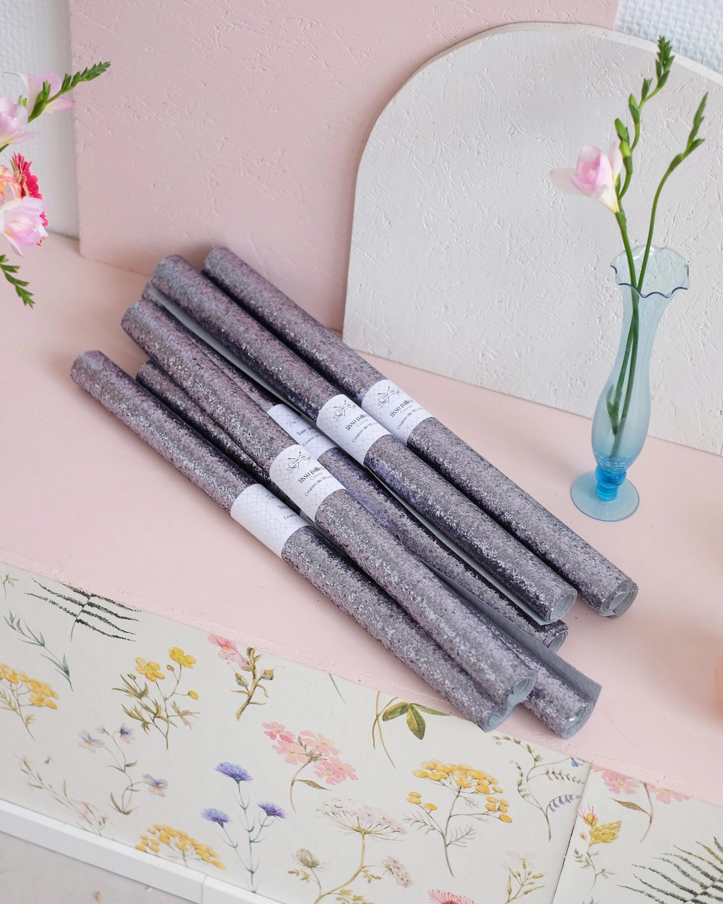 Coupons de tissu pailleté