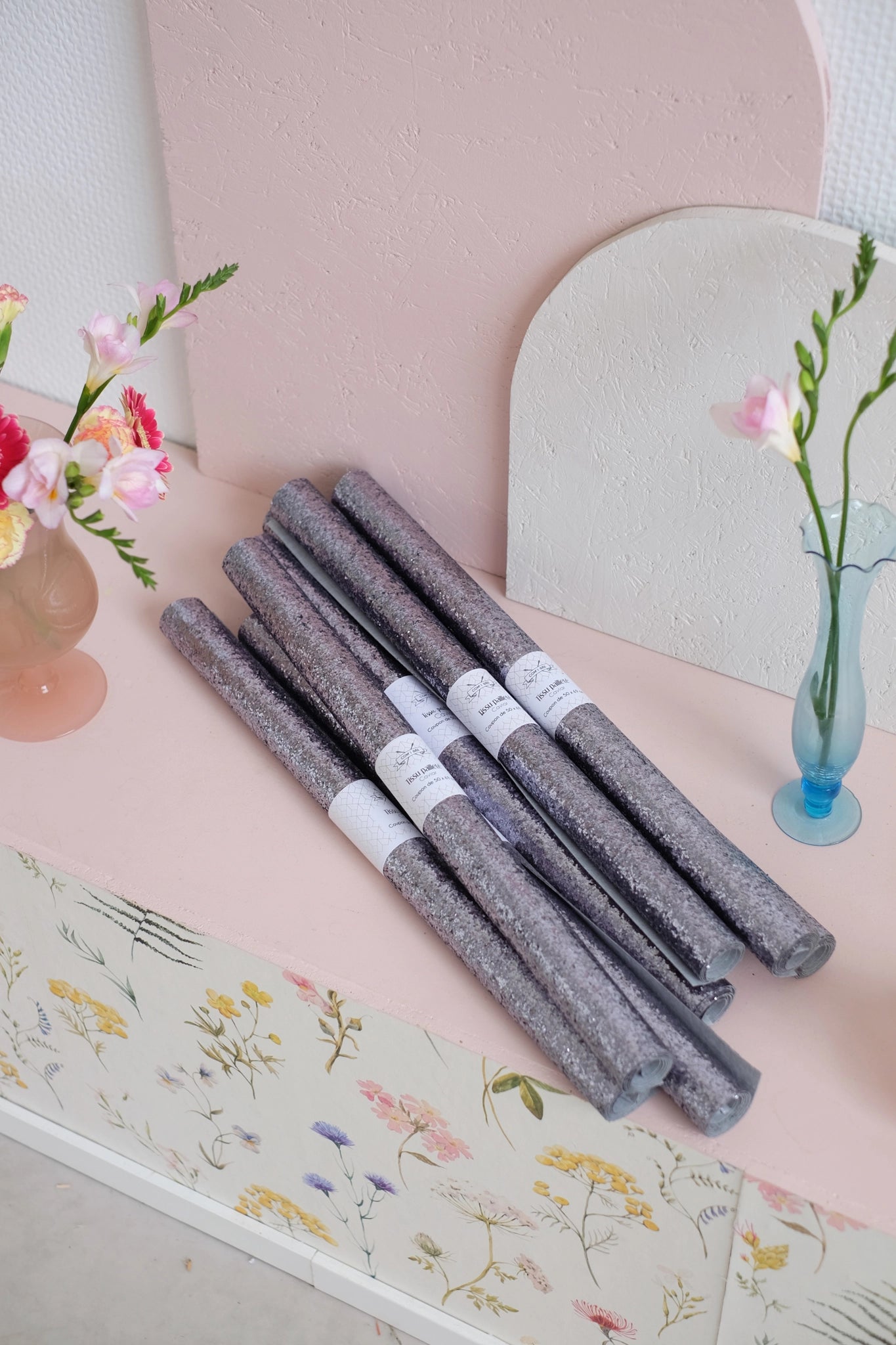 Coupons de tissu pailleté