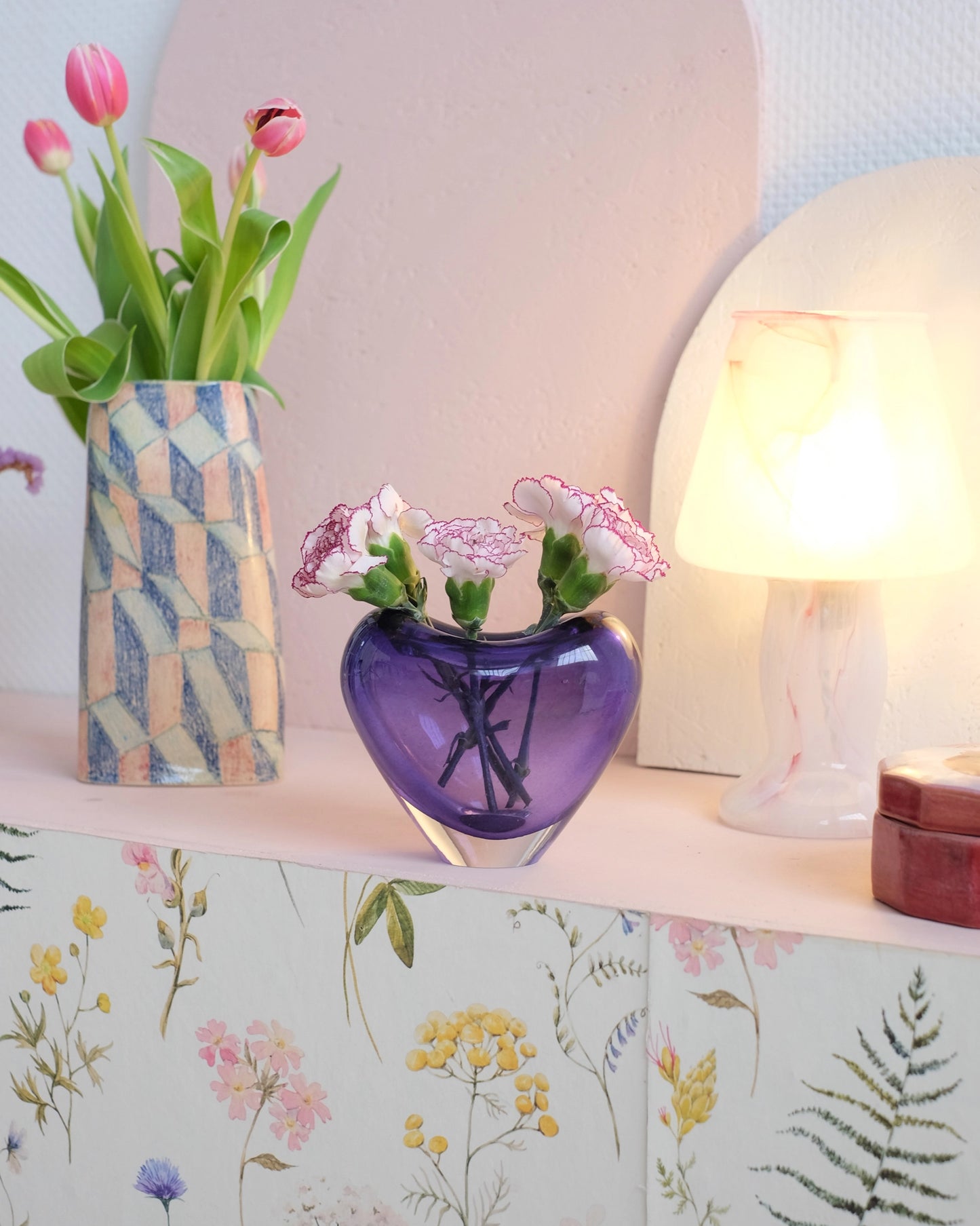 Vase coeur en verre danois