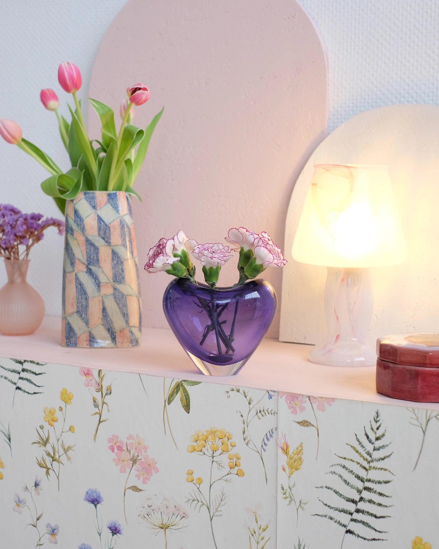Vase coeur en verre danois