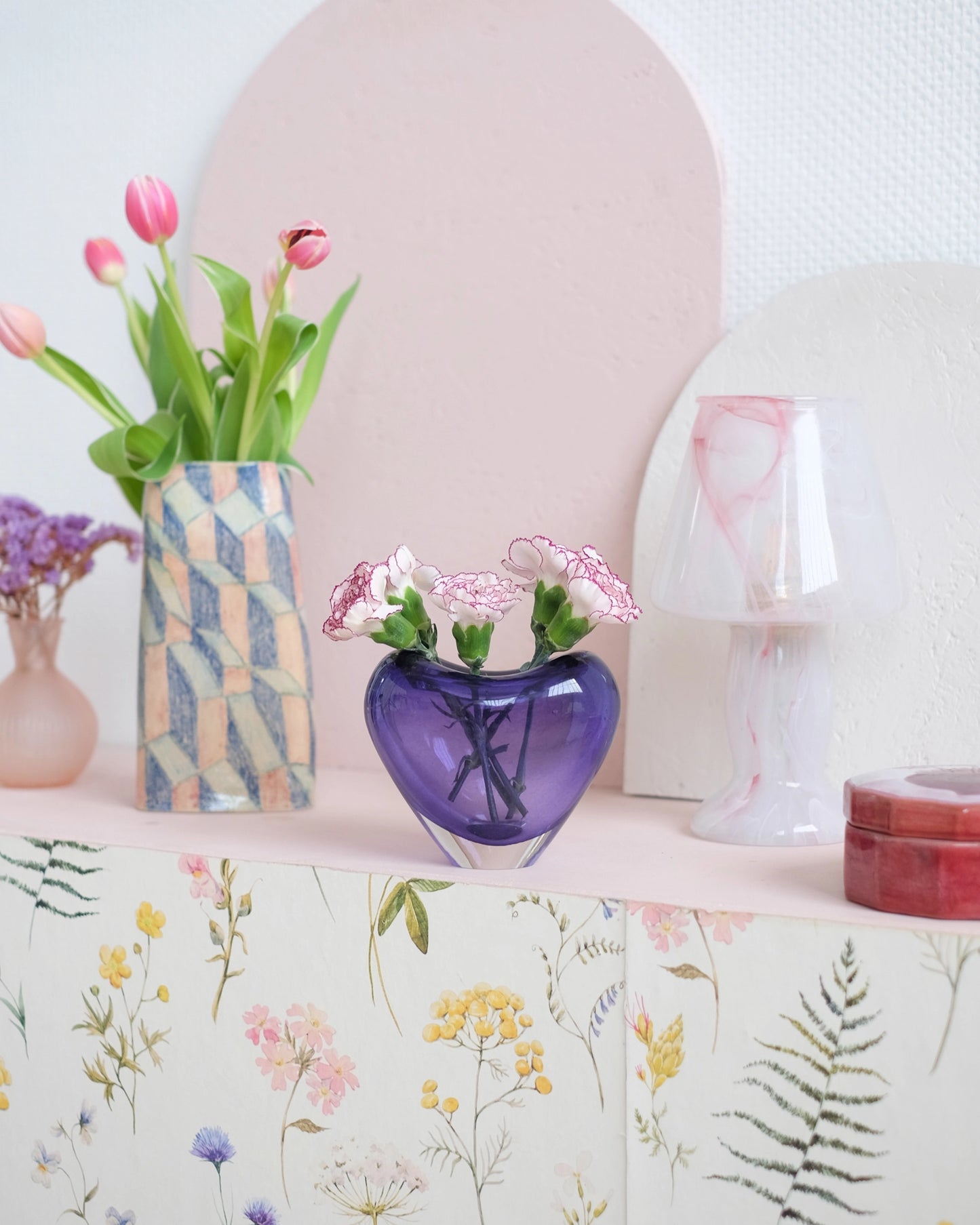 Vase coeur en verre danois