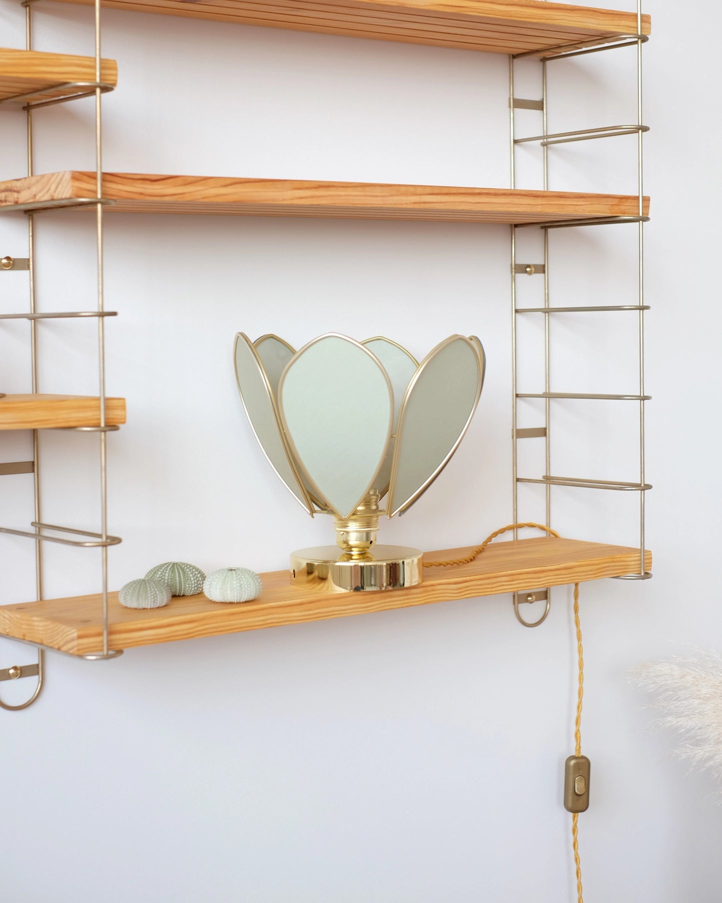 Lampe Fleur à poser - Eucalyptus et doré