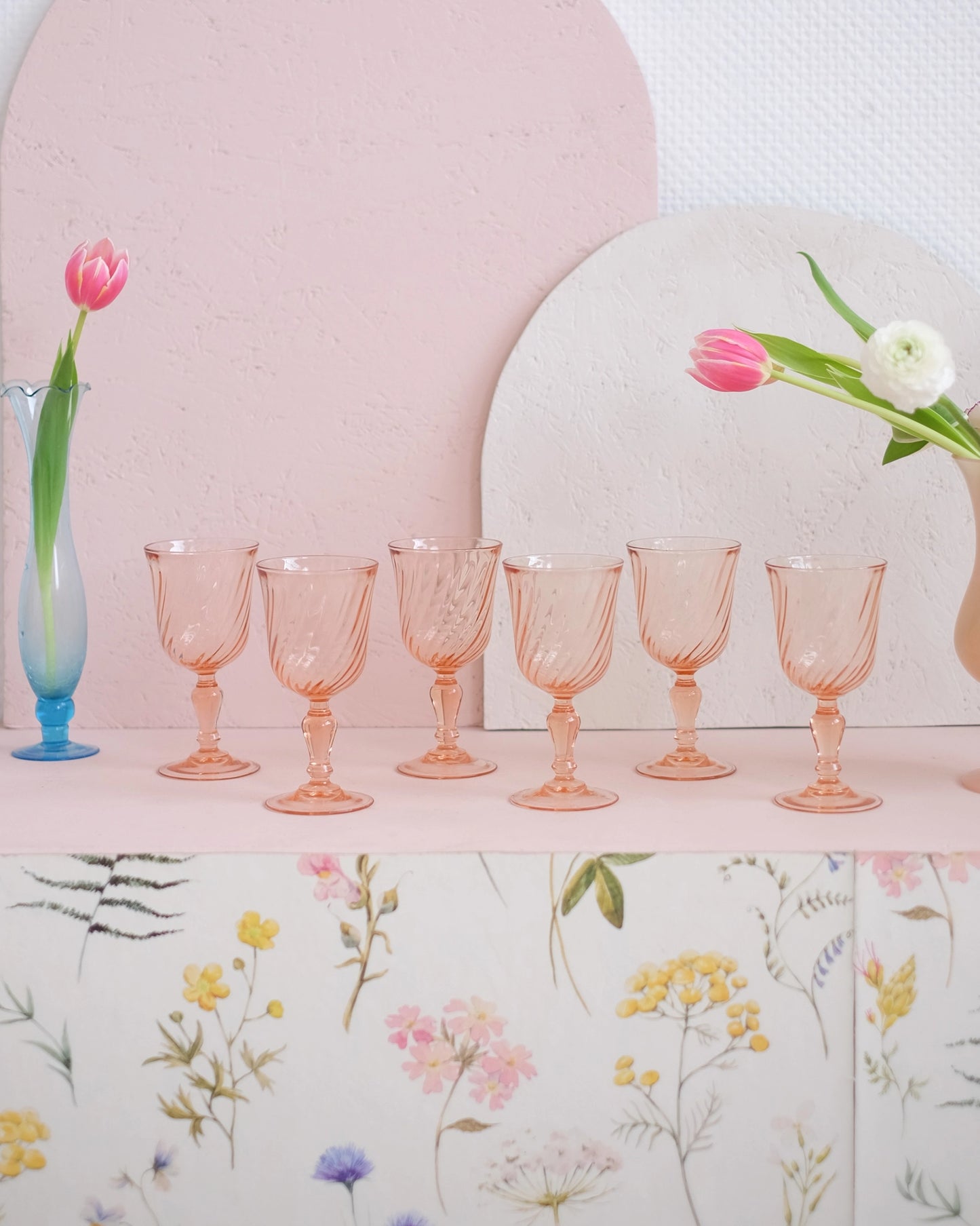 6 anciens verre à vin Rosaline par Arcoroc