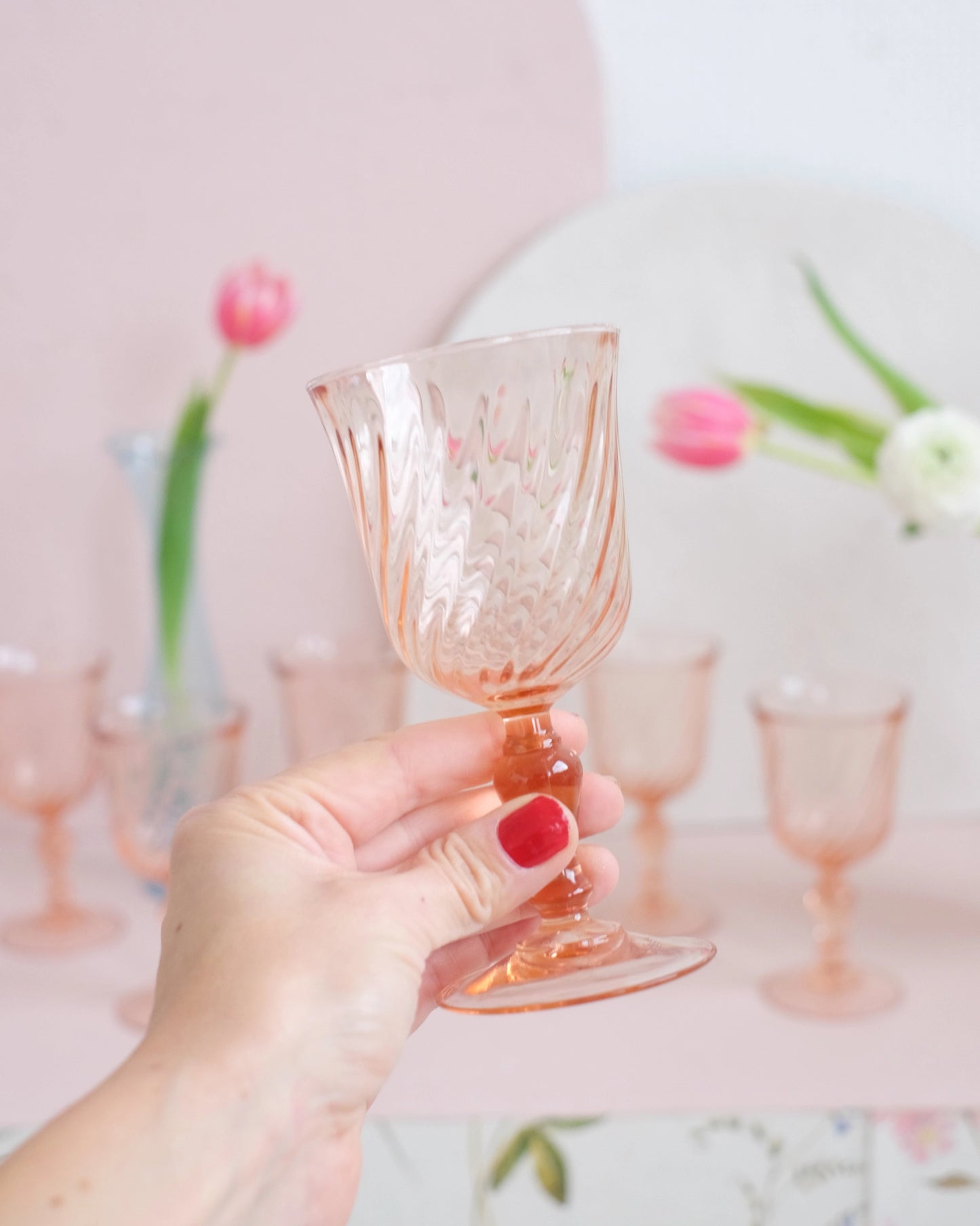 6 anciens verre à vin Rosaline par Arcoroc