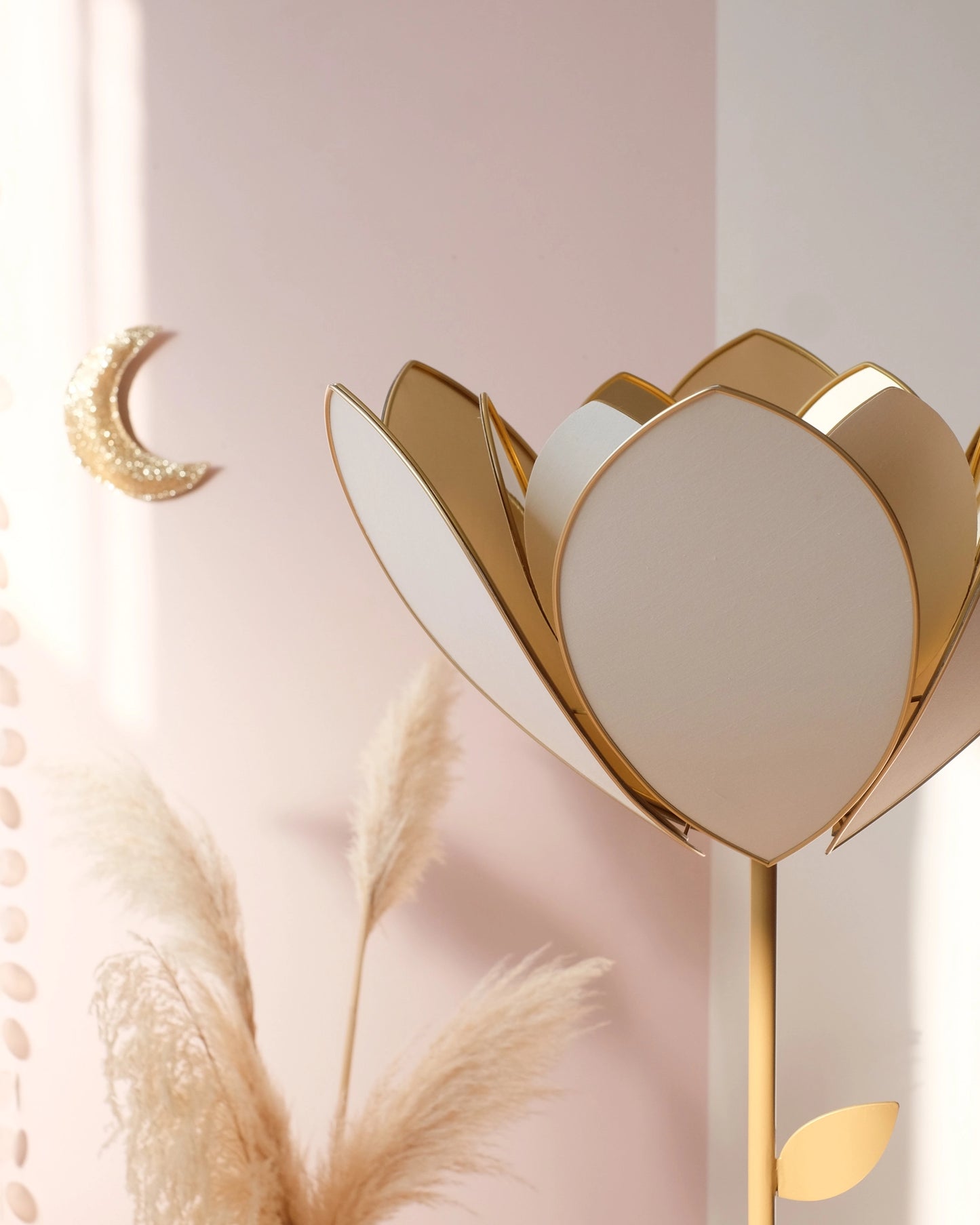 Pied de lampadaire et abat-jour fleur double