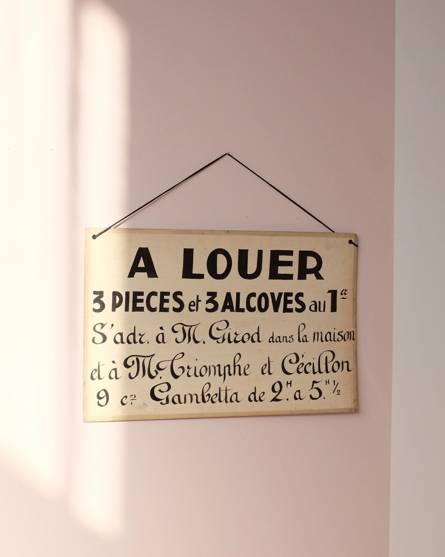 Ancienne pancarte "Appartement à louer"