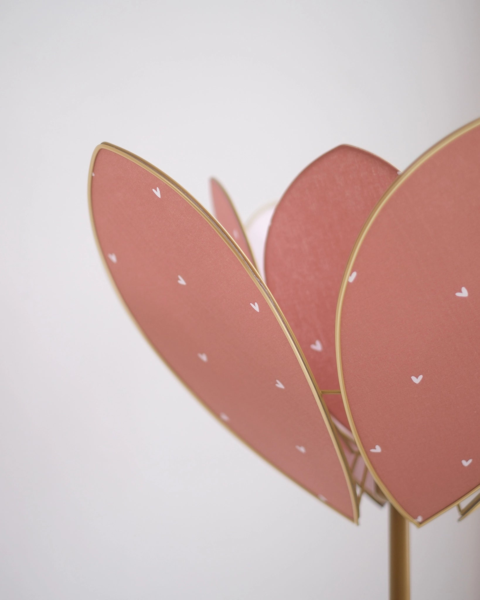 Pied de lampadaire et abat-jour fleur double - Petits coeurs