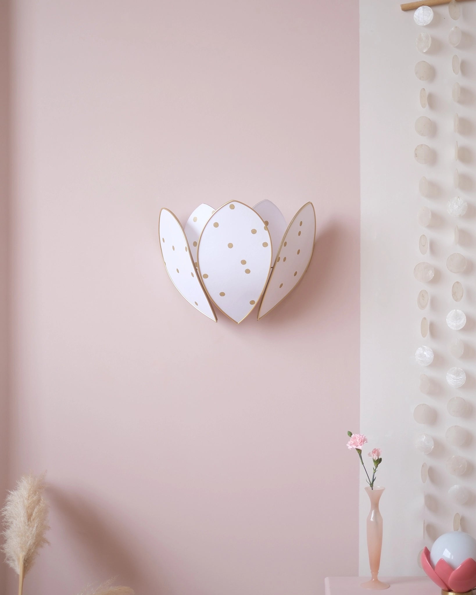Applique Fleur Double - Pois dorés