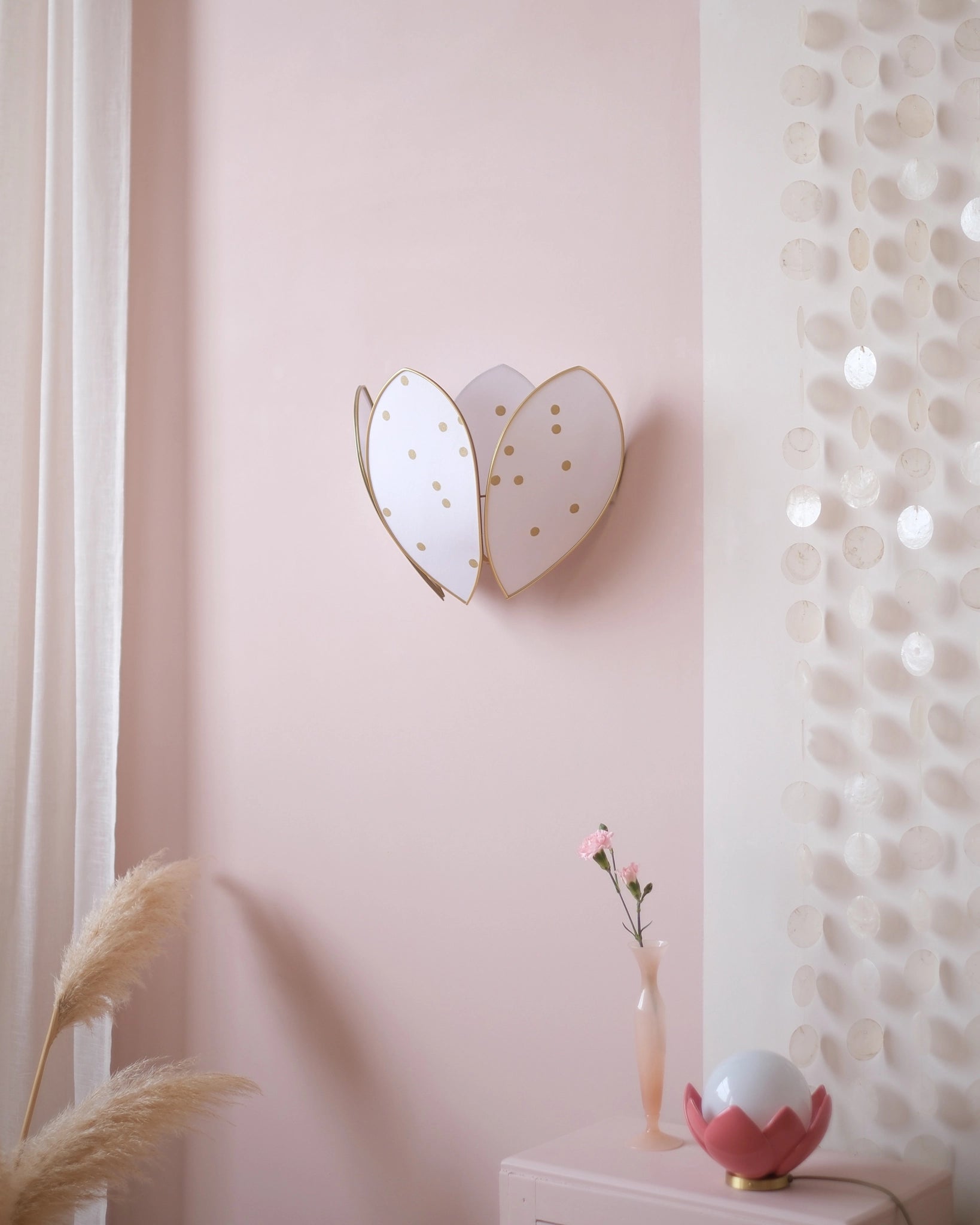 Applique Fleur Double - Pois dorés