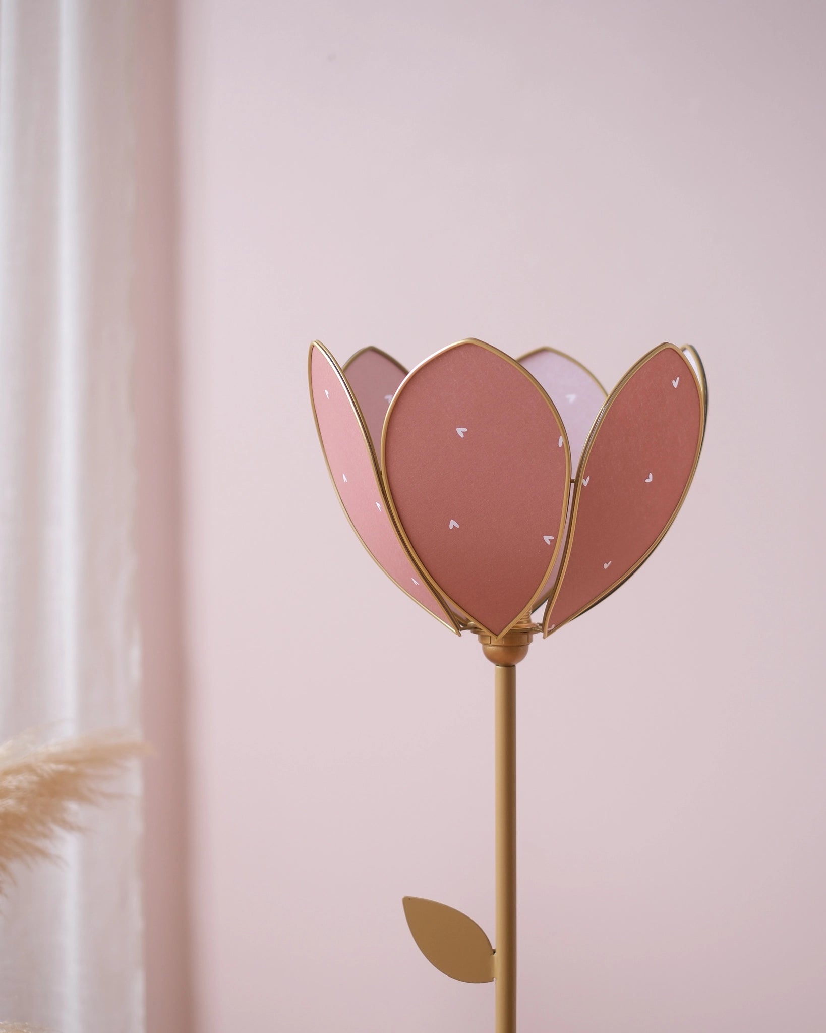 Pied de lampadaire et abat-jour fleur simple - Petits coeurs