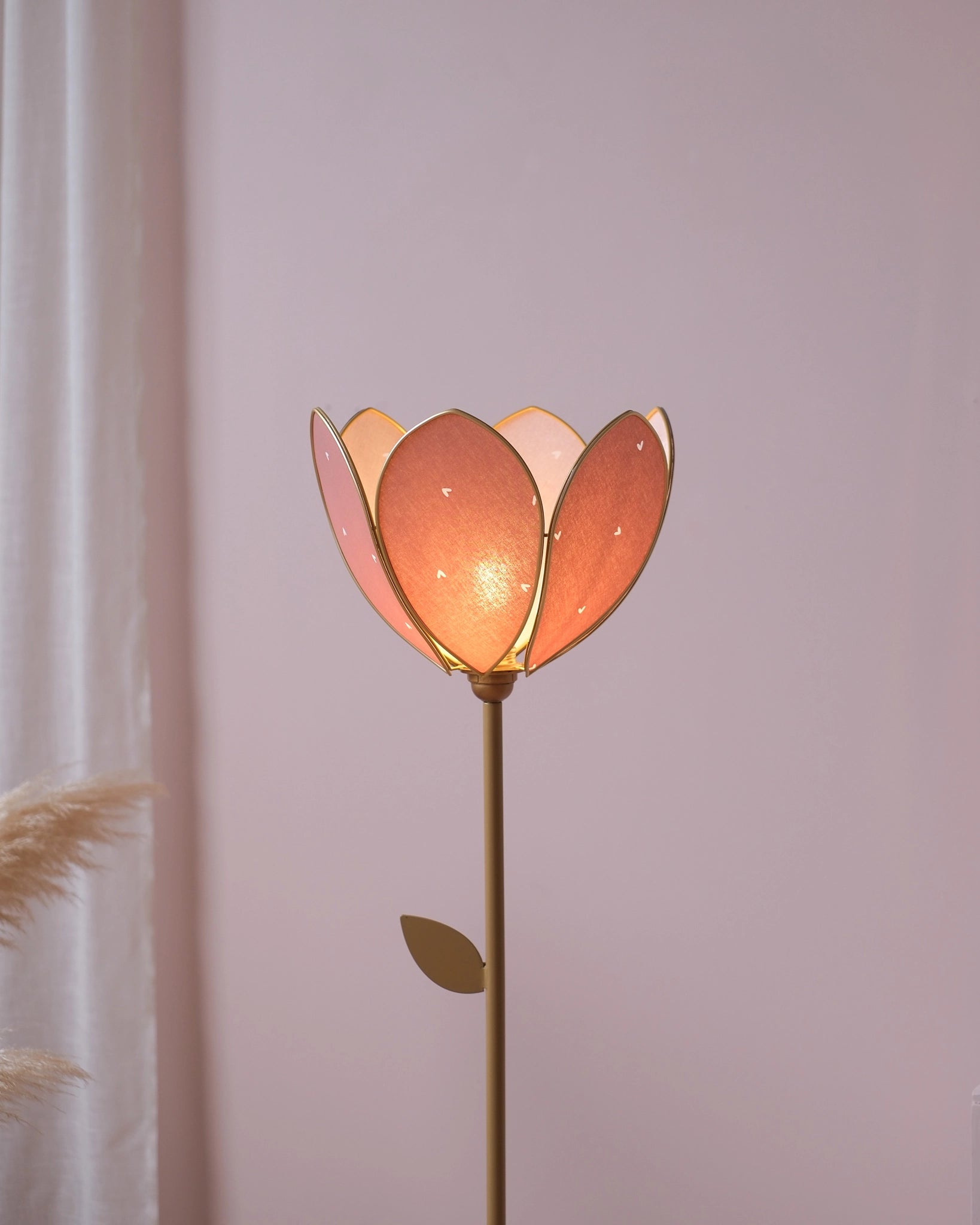 Pied de lampadaire et abat-jour fleur simple - Petits coeurs