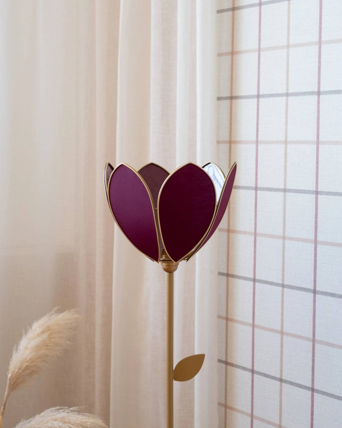 Pied de lampadaire et abat-jour fleur simple - Aubergine