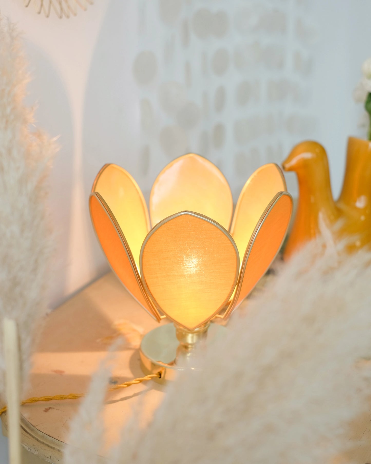 Lampe Fleur à poser - Honey et doré