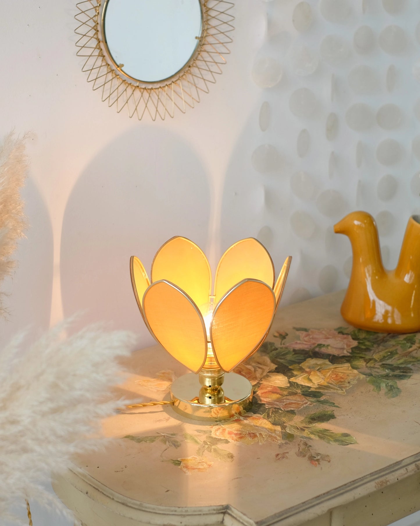 Lampe Fleur à poser - Honey et doré