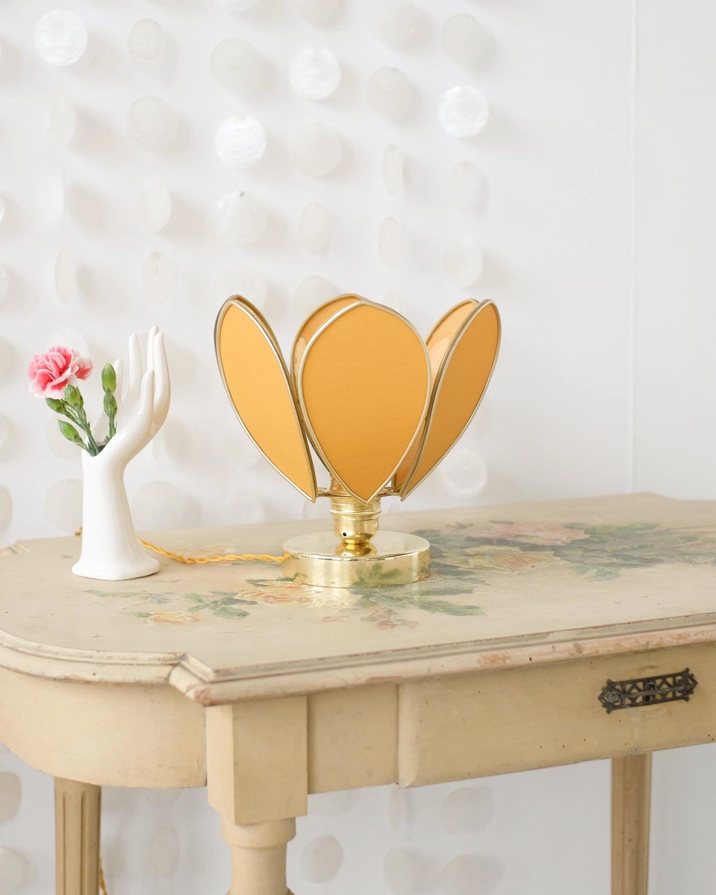 Lampe Fleur à poser - Honey et doré