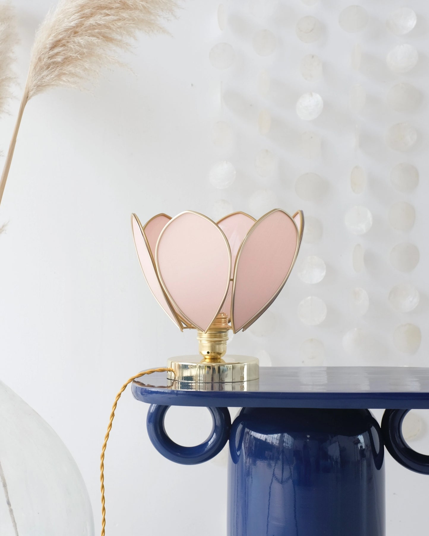 Lampe Fleur à poser - Blush et doré
