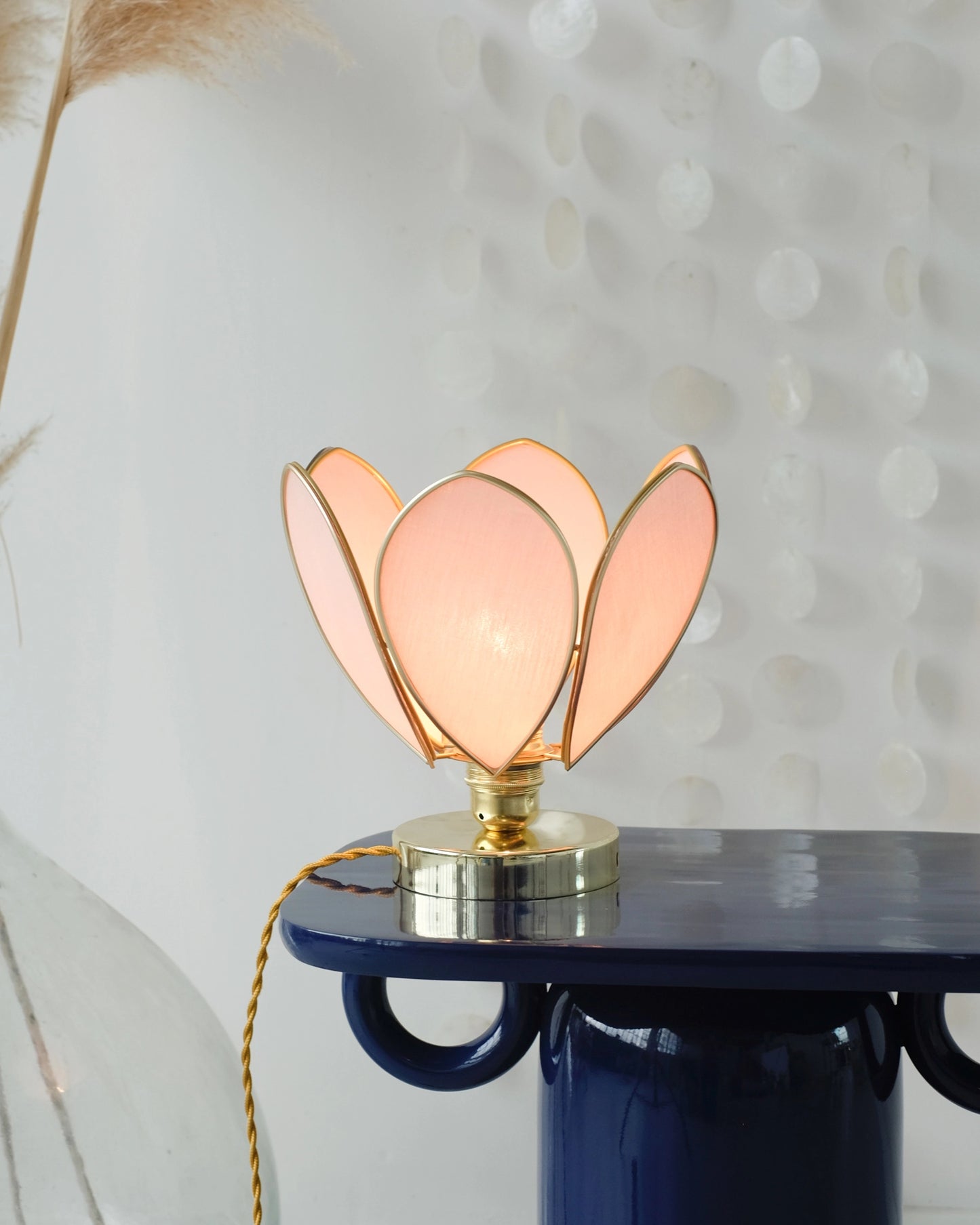 Lampe Fleur à poser - Blush et doré