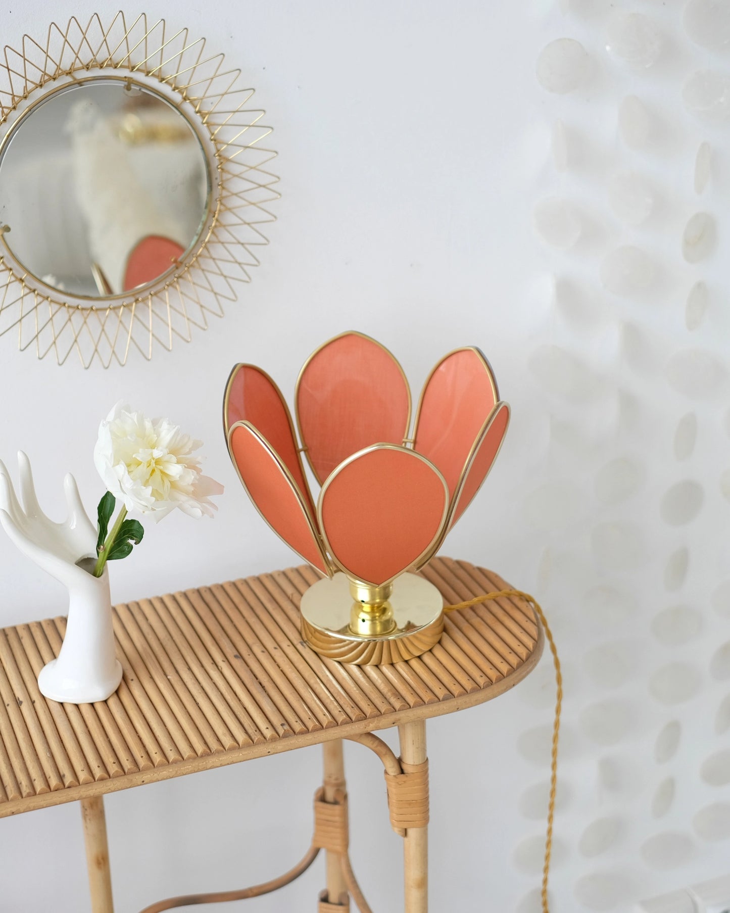Lampe Fleur à poser - Ocre et doré