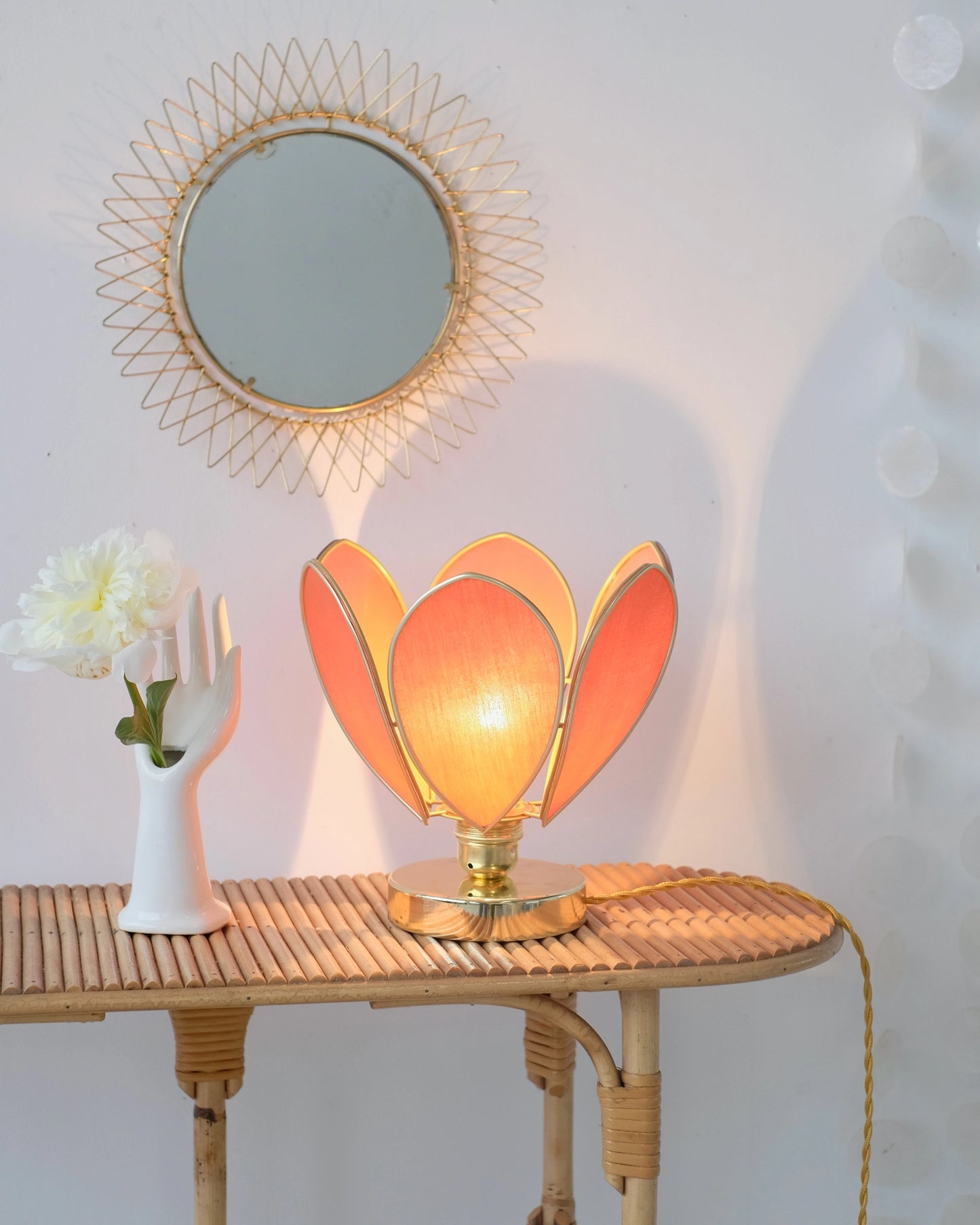 Lampe Fleur à poser - Ocre et doré