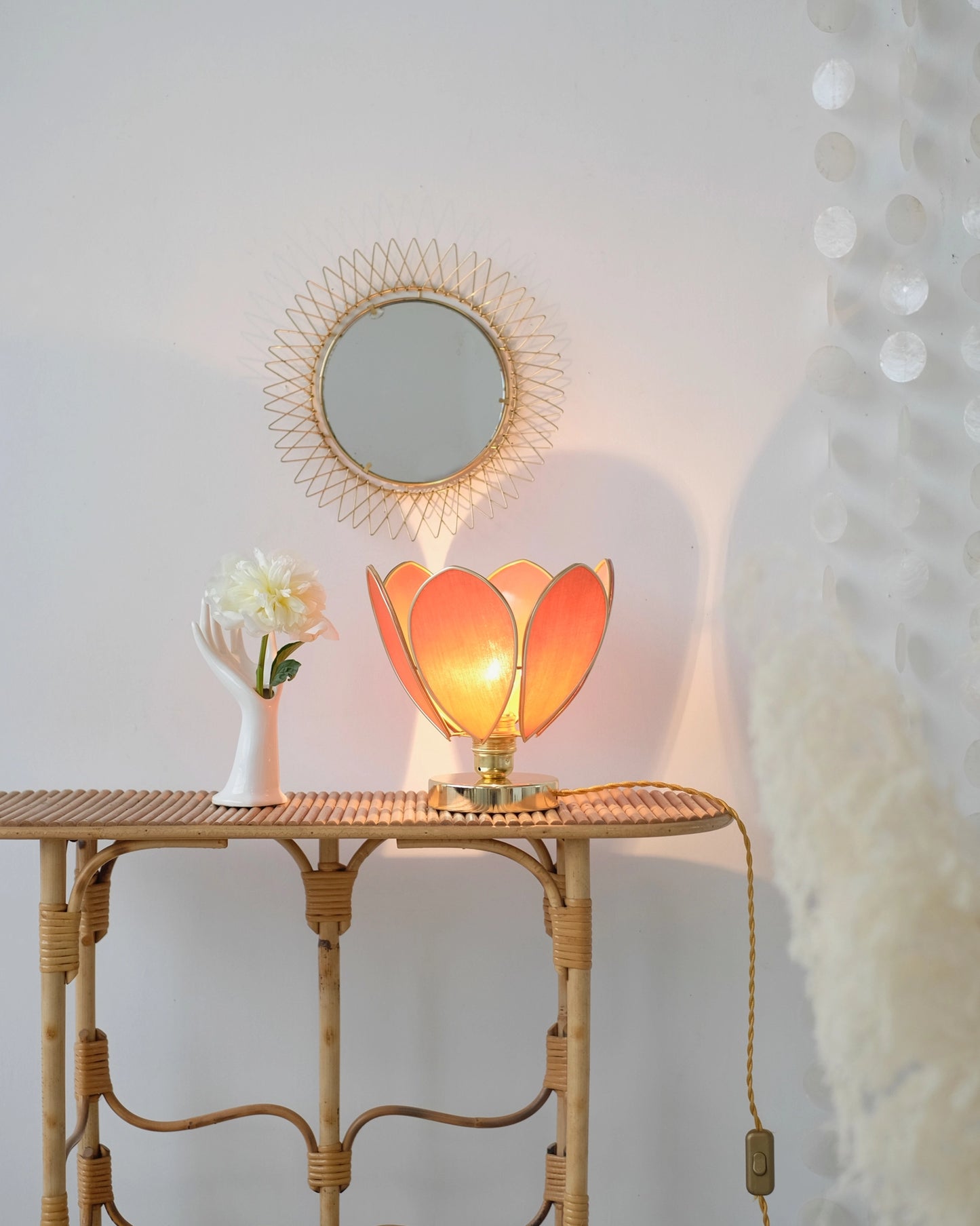 Lampe Fleur à poser - Ocre et doré