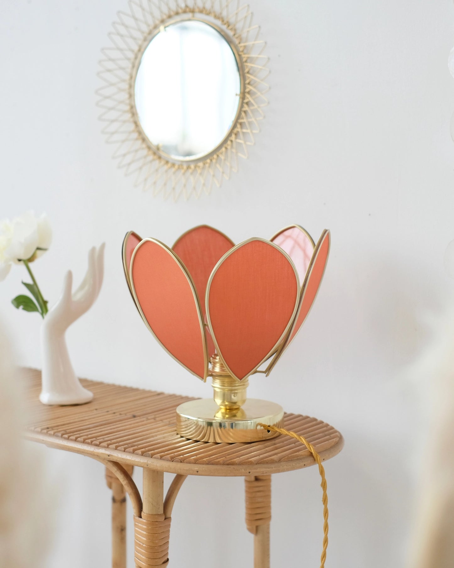 Lampe Fleur à poser - Ocre et doré