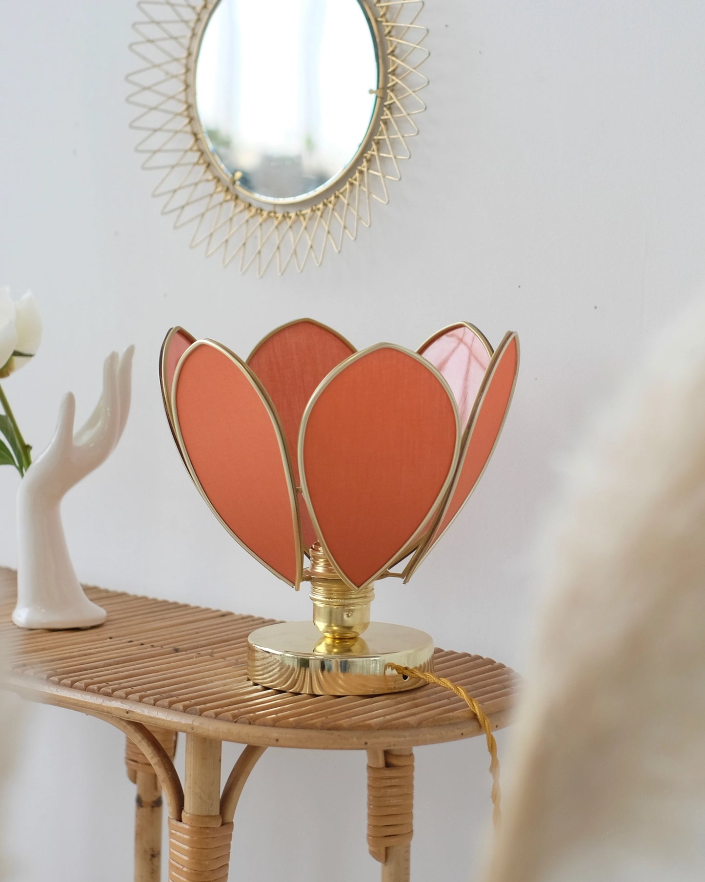 Lampe Fleur à poser - Ocre et doré