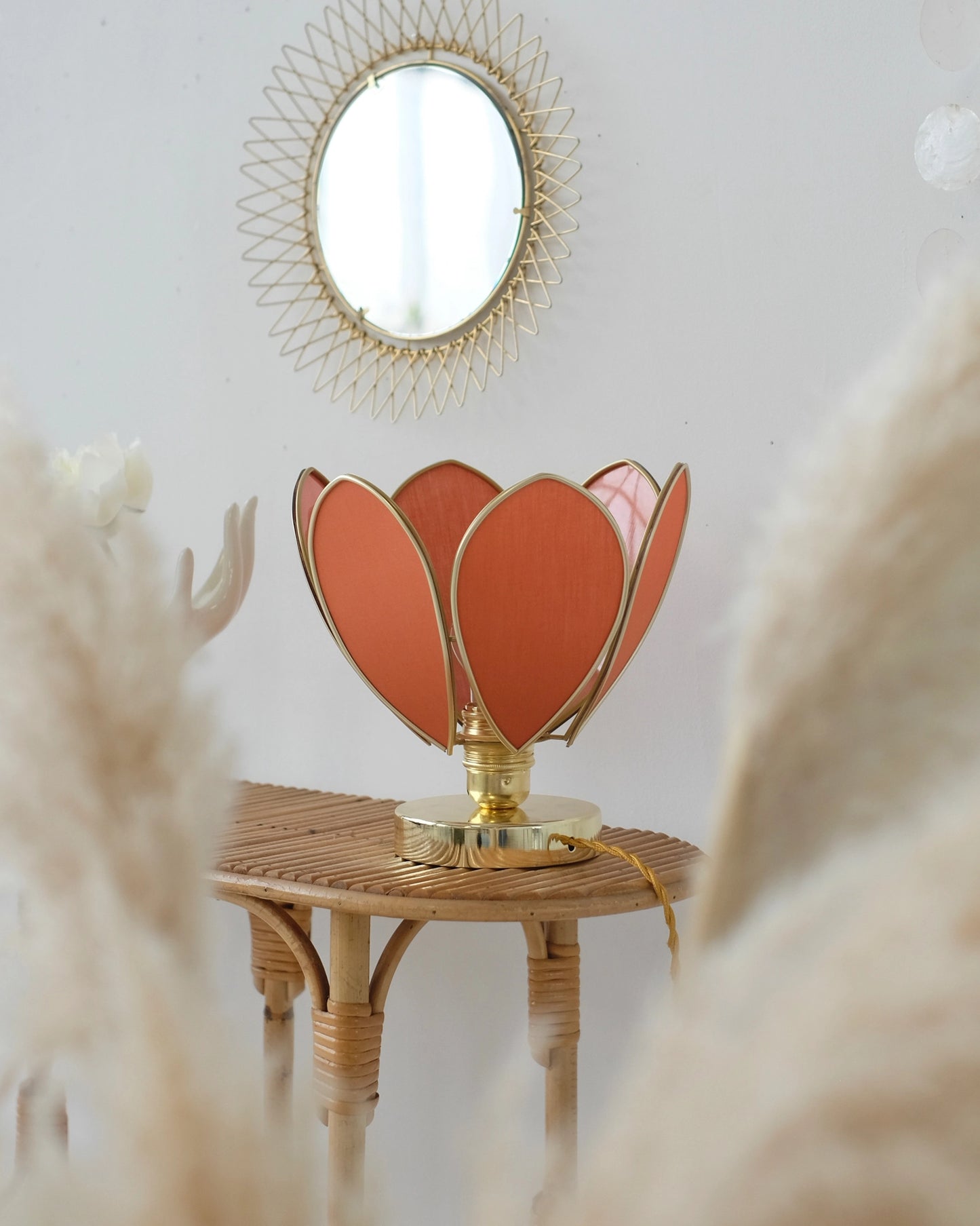 Lampe Fleur à poser - Ocre et doré