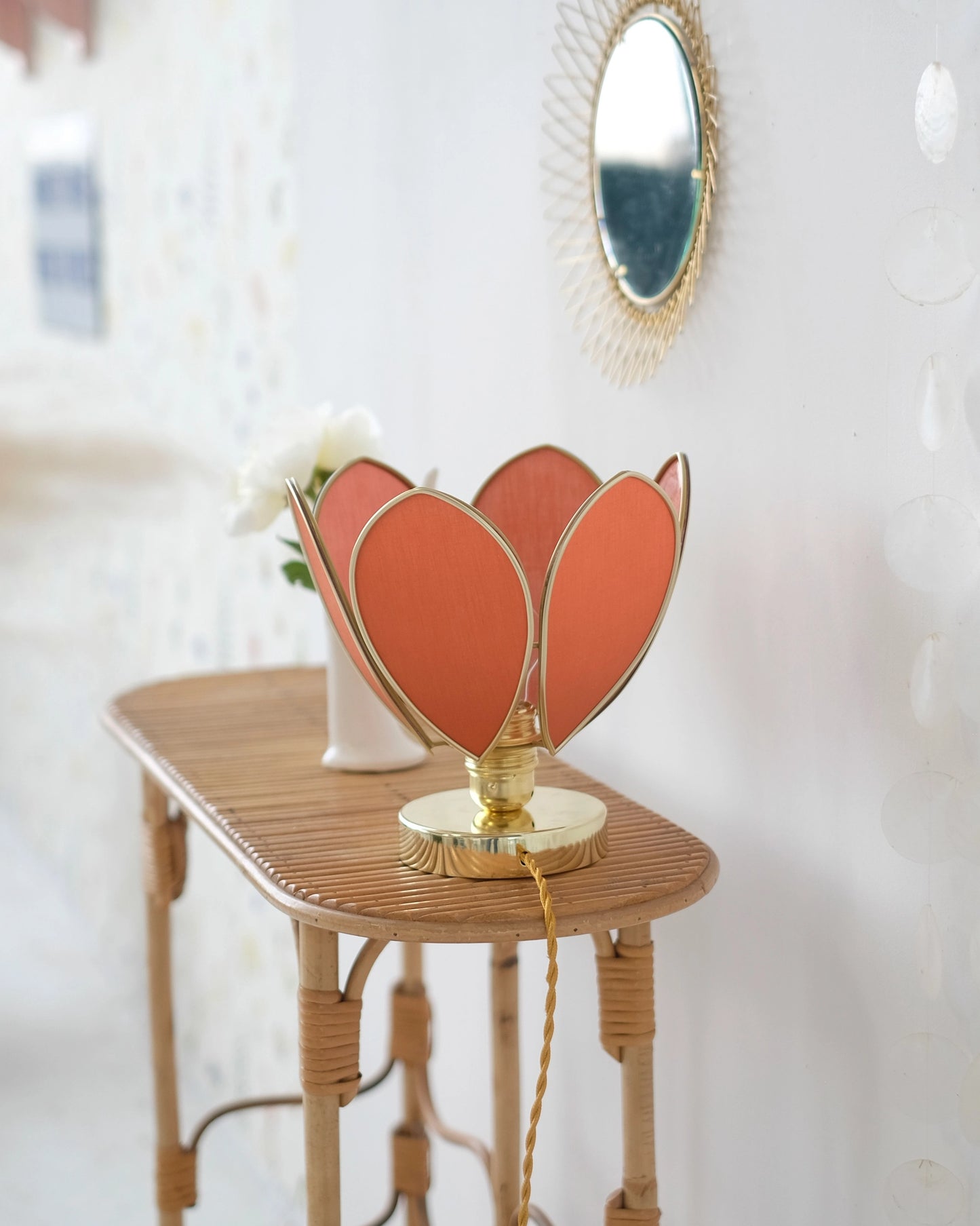 Lampe Fleur à poser - Ocre et doré
