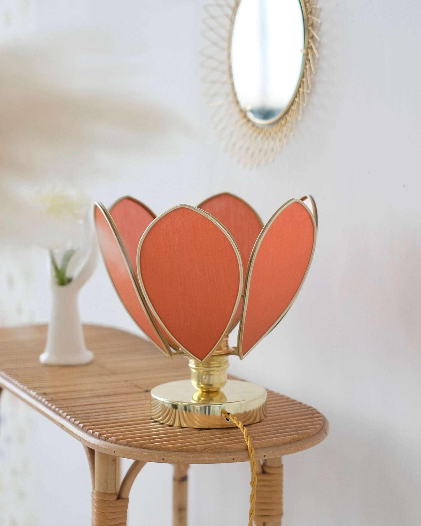 Lampe Fleur à poser - Ocre et doré