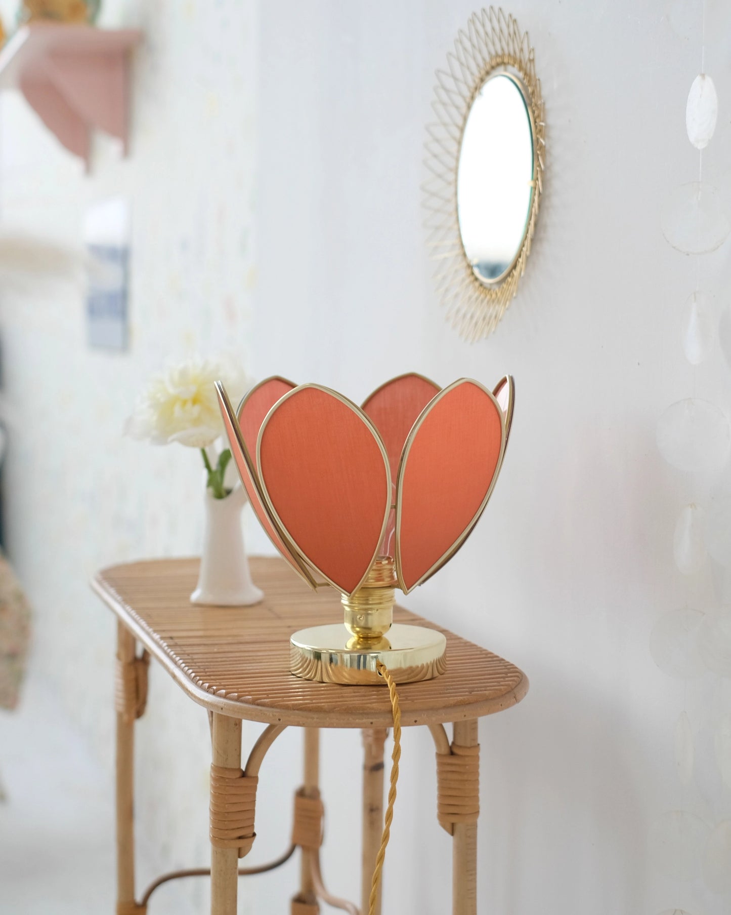 Lampe Fleur à poser - Ocre et doré